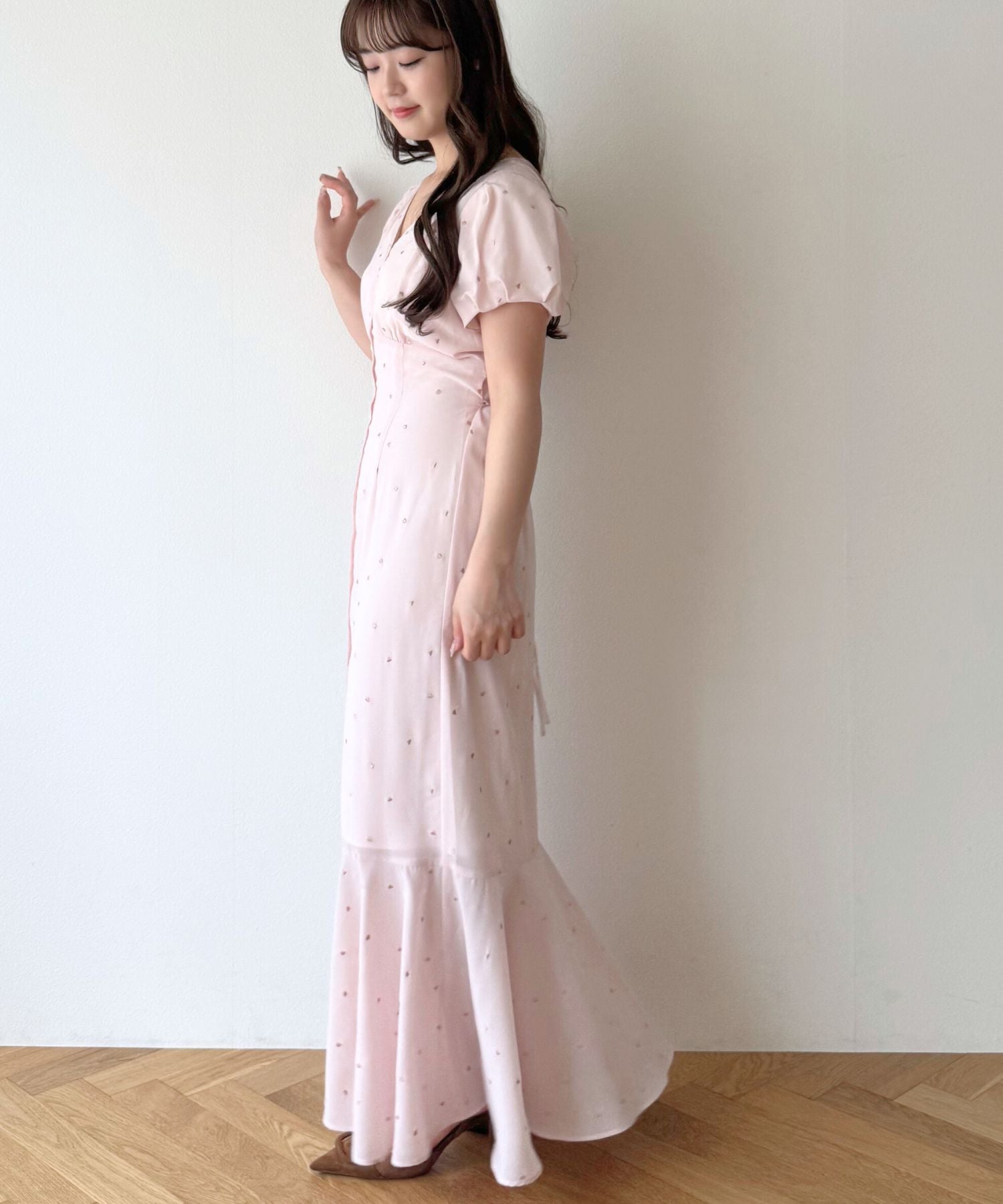 シフォンハート刺繍ワンピース