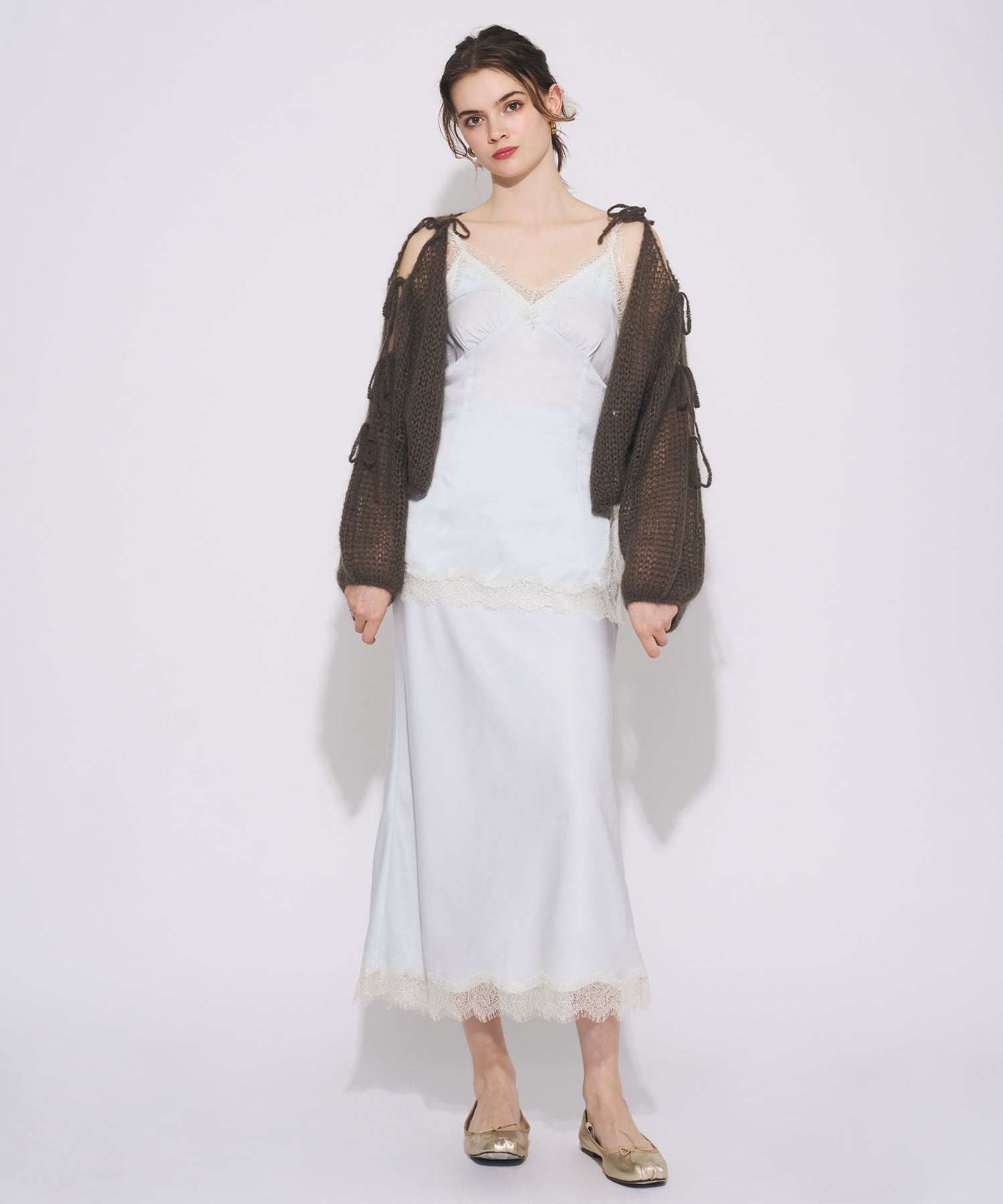 【予約】2WAYキッドモヘヤリボンスリーブニット