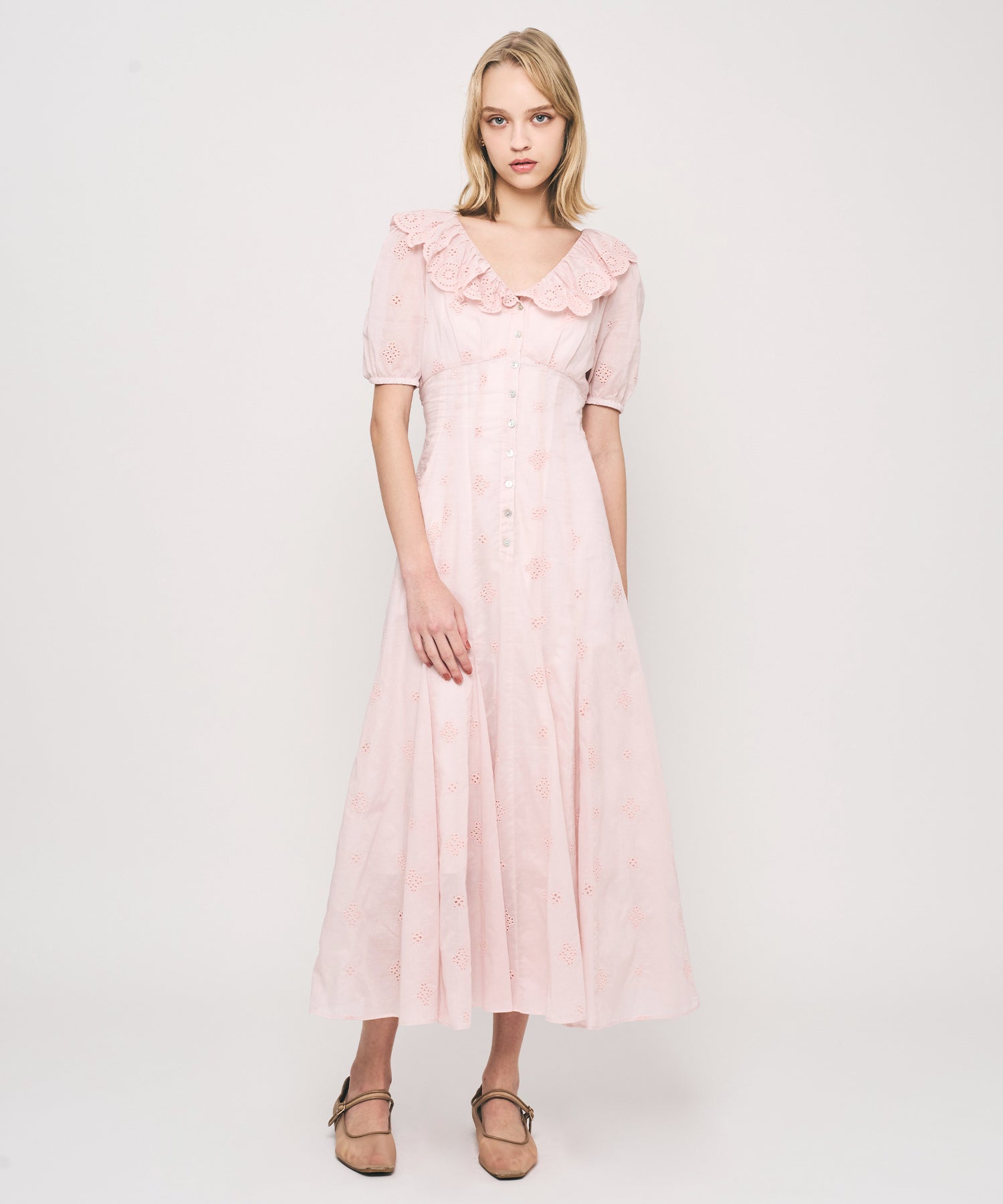 コットンボイルフラワーワンピース