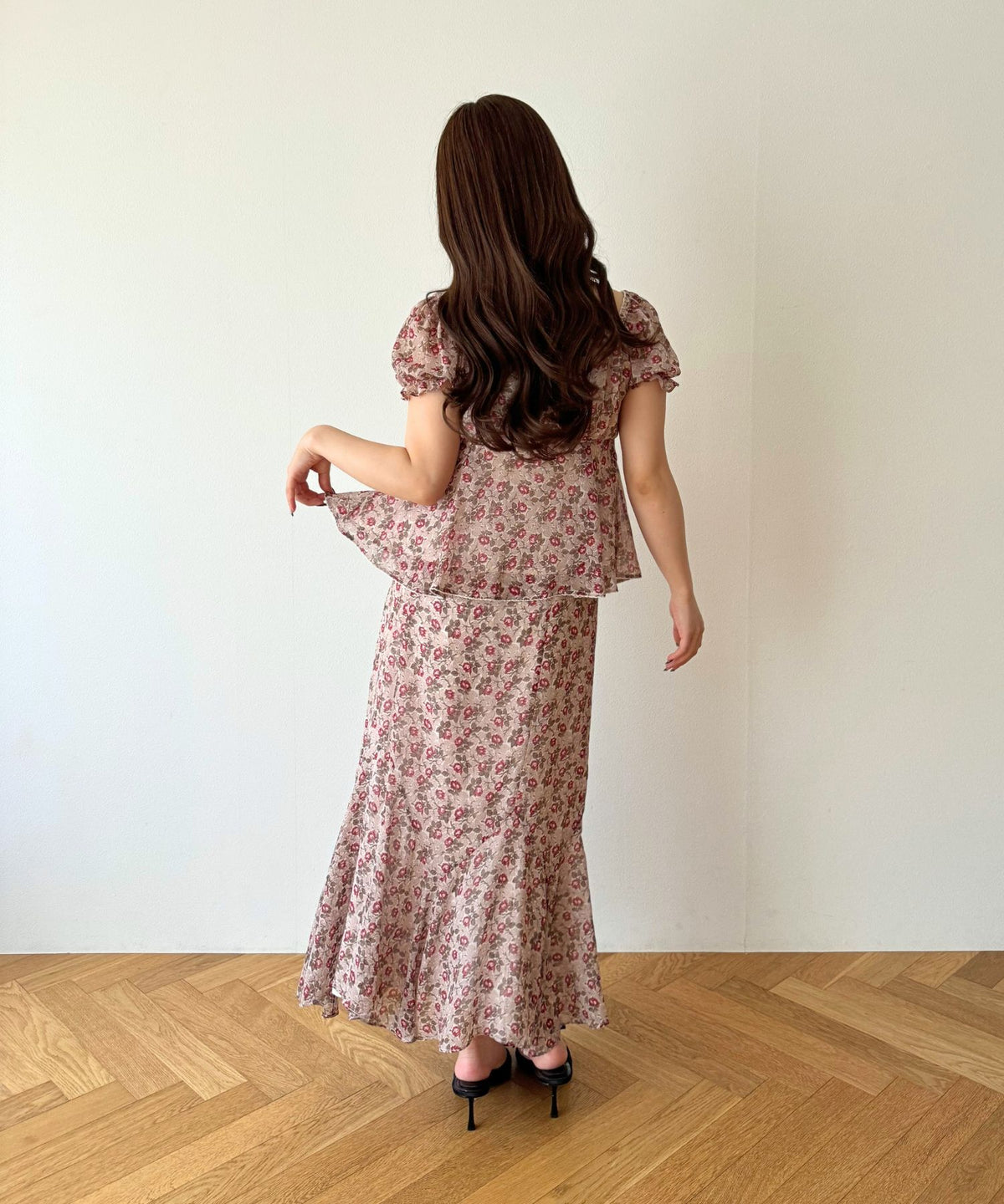 ヴィンテージローズシフォンスカート