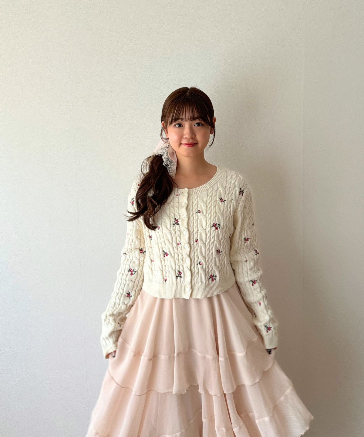 シフォン楊柳フリルティアードスカート