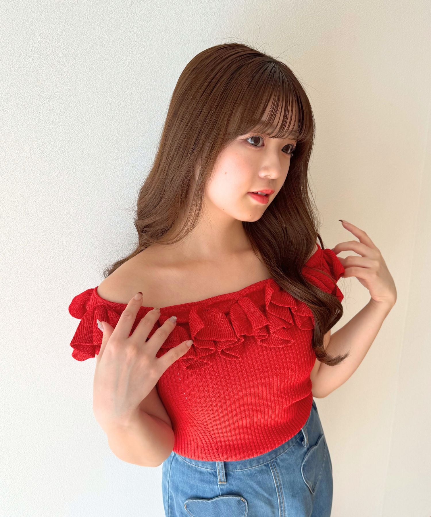 2wayフリルリブニット