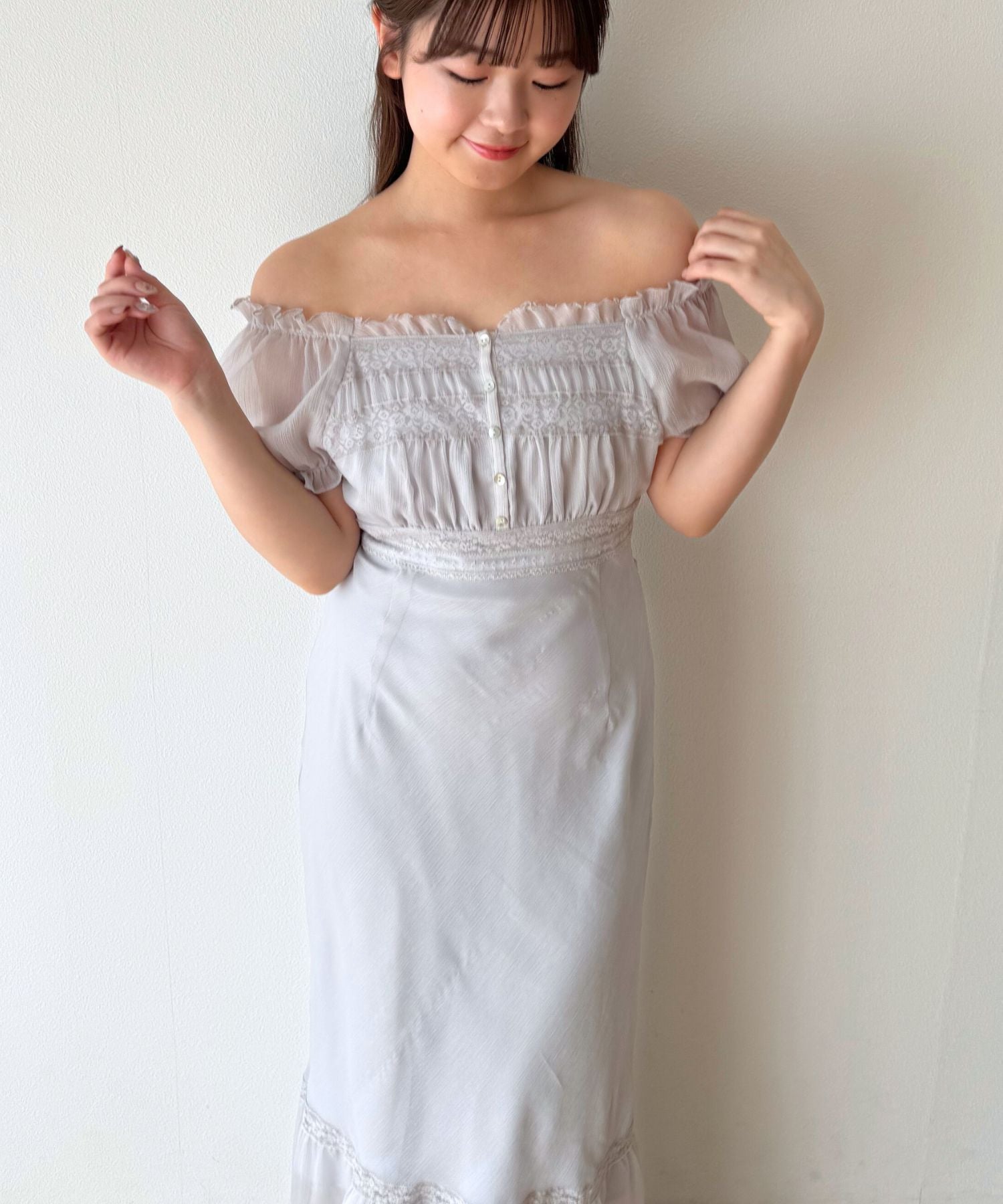 2wayオフショルシフォンドレス