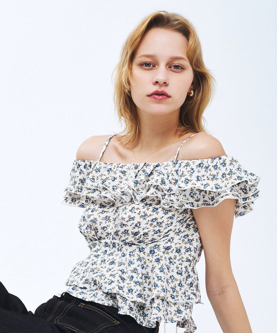 【予約】ローズフリル2wayオフショルブラウス