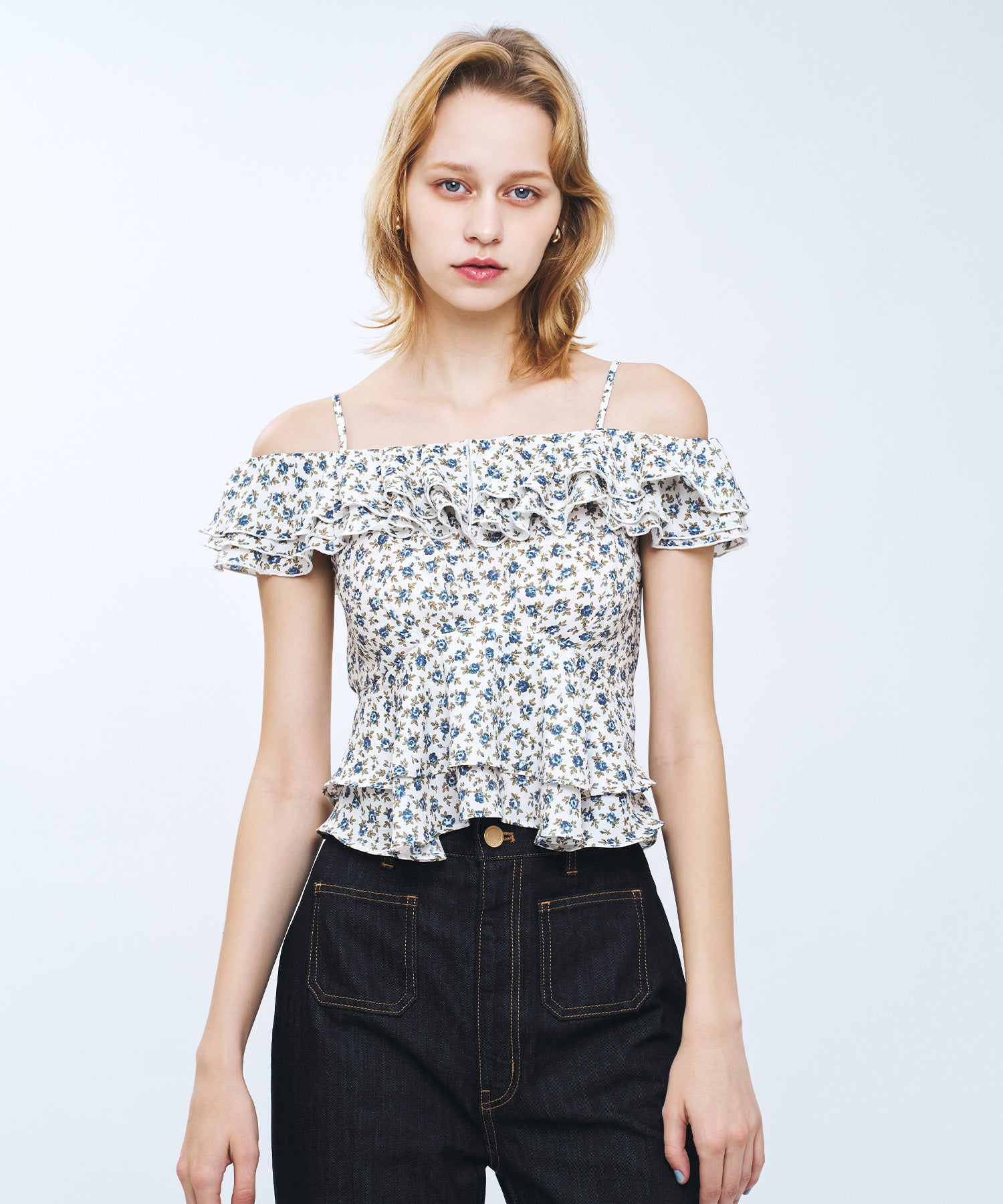 【予約】ローズフリル2wayオフショルブラウス