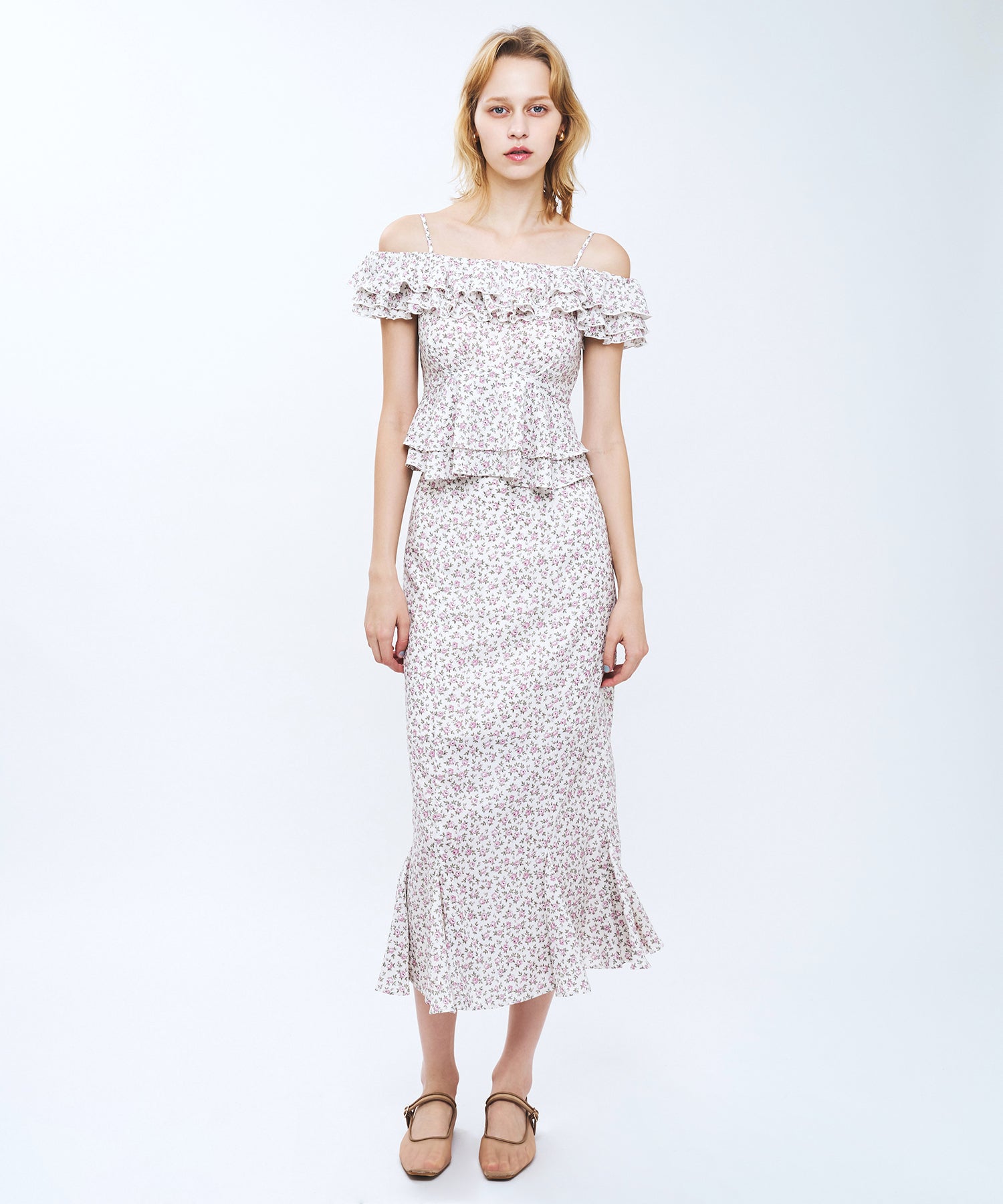 【予約】ローズフリル2wayオフショルブラウス