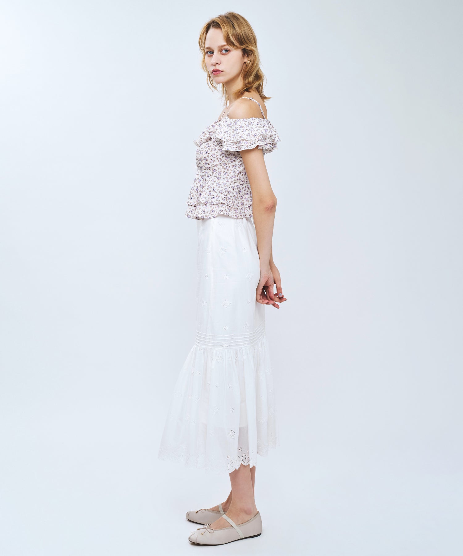 【予約】ローズフリル2wayオフショルブラウス