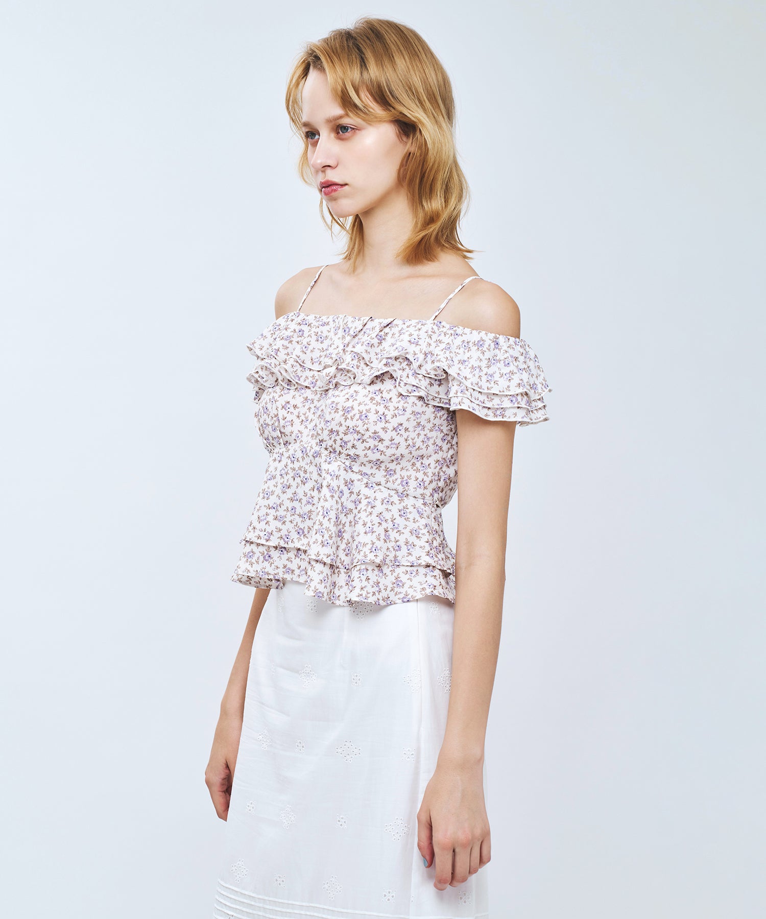 【予約】ローズフリル2wayオフショルブラウス