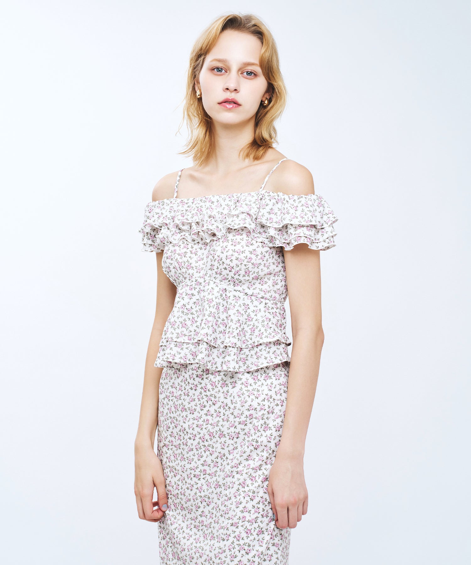 【予約】ローズフリル2wayオフショルブラウス