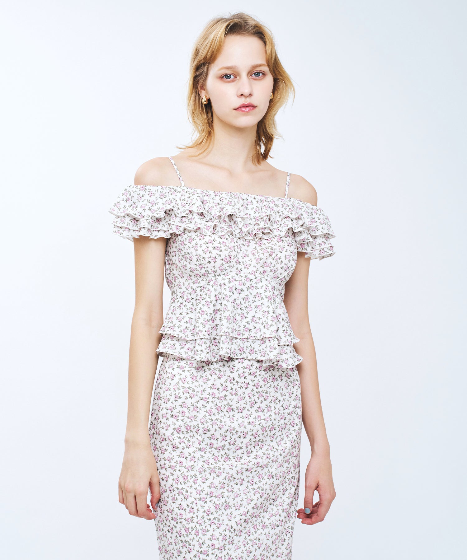 【予約】ローズフリル2wayオフショルブラウス