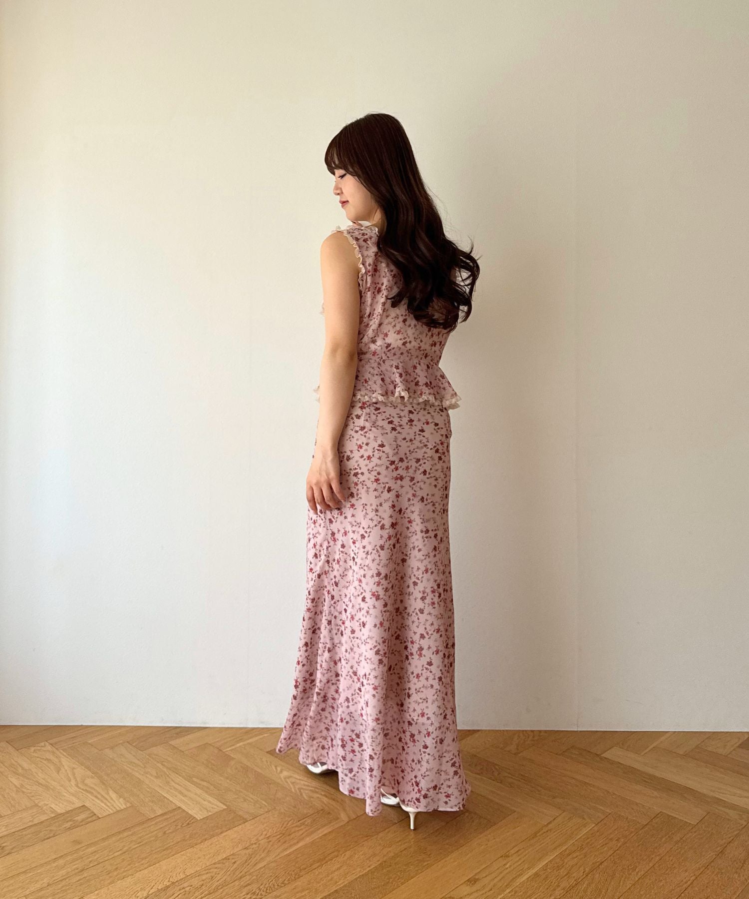 シフォンフルールバイヤススカート