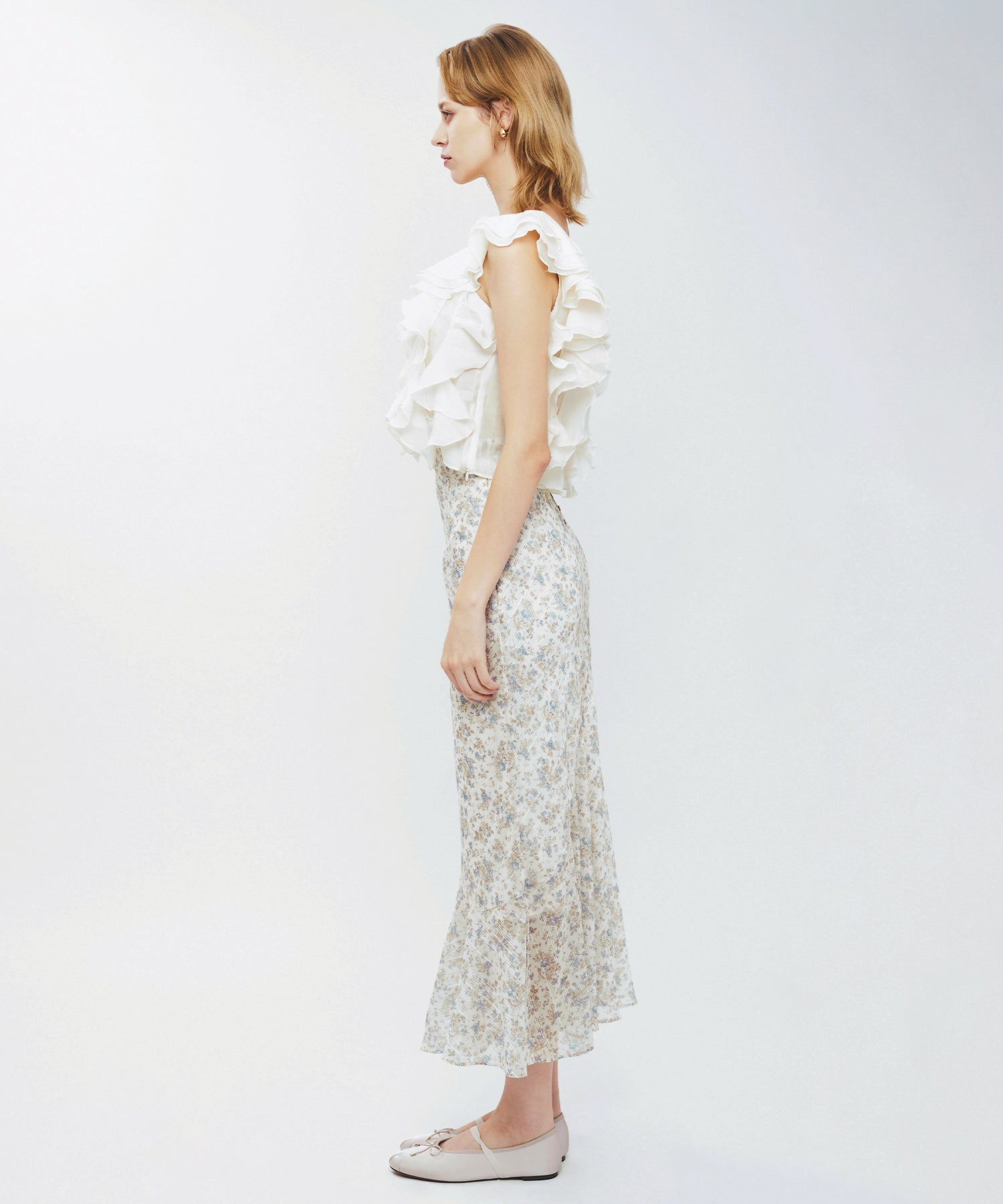 シアーフレアフリルブラウス