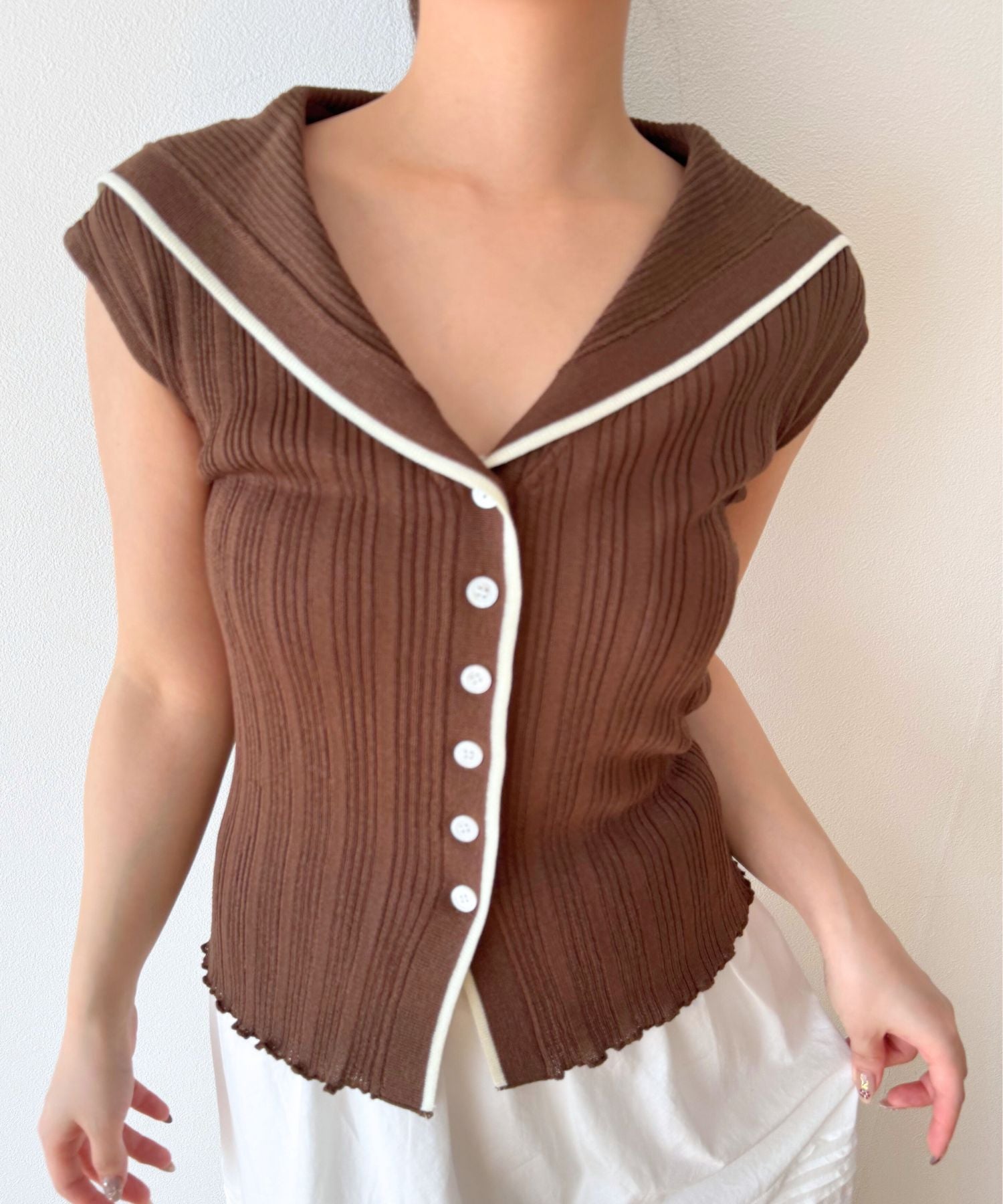 予約】ランダムリブセーラーカーディガン