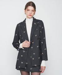 ダブルブレストフラワーストライプジャケット