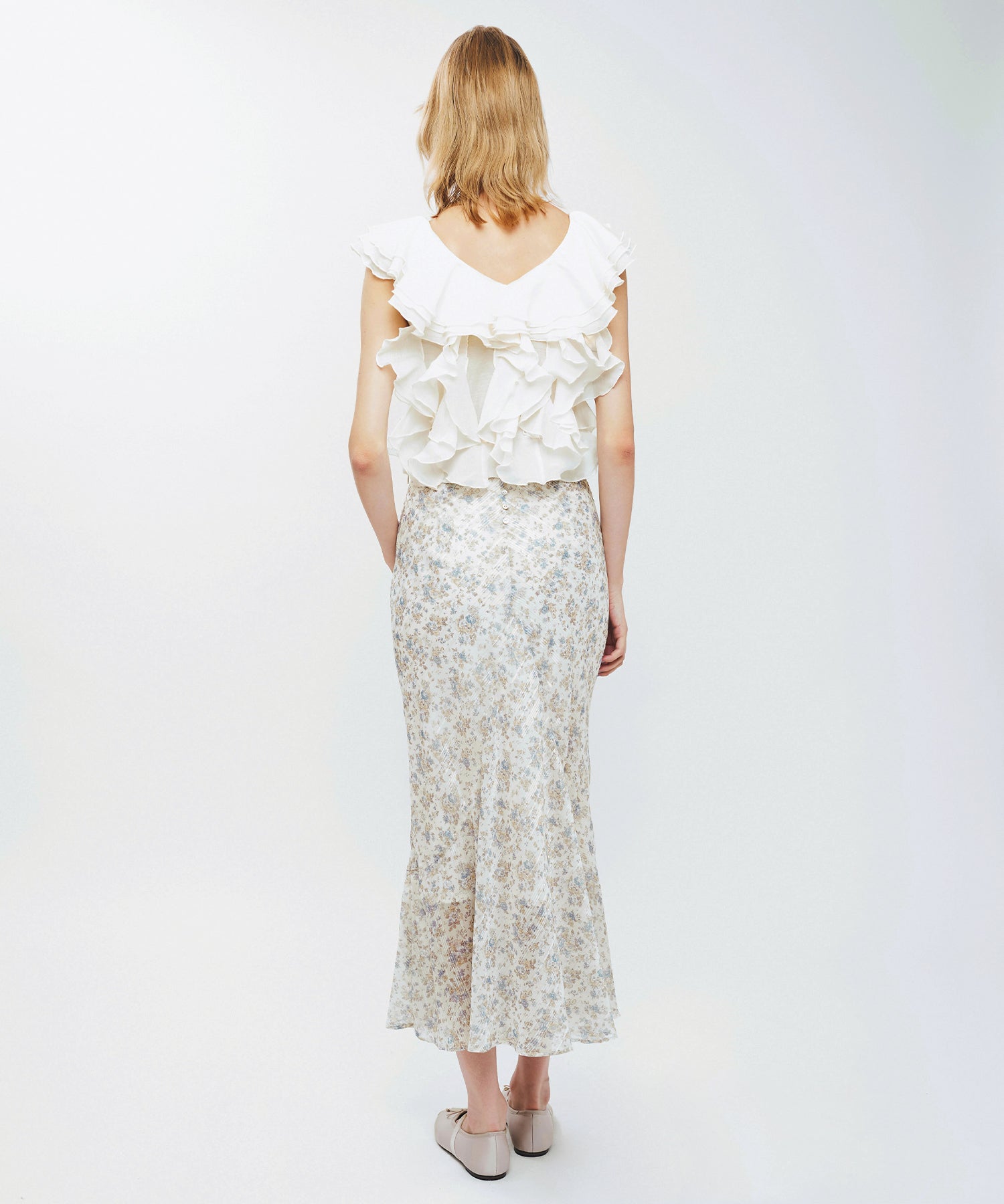 シアーフレアフリルブラウス