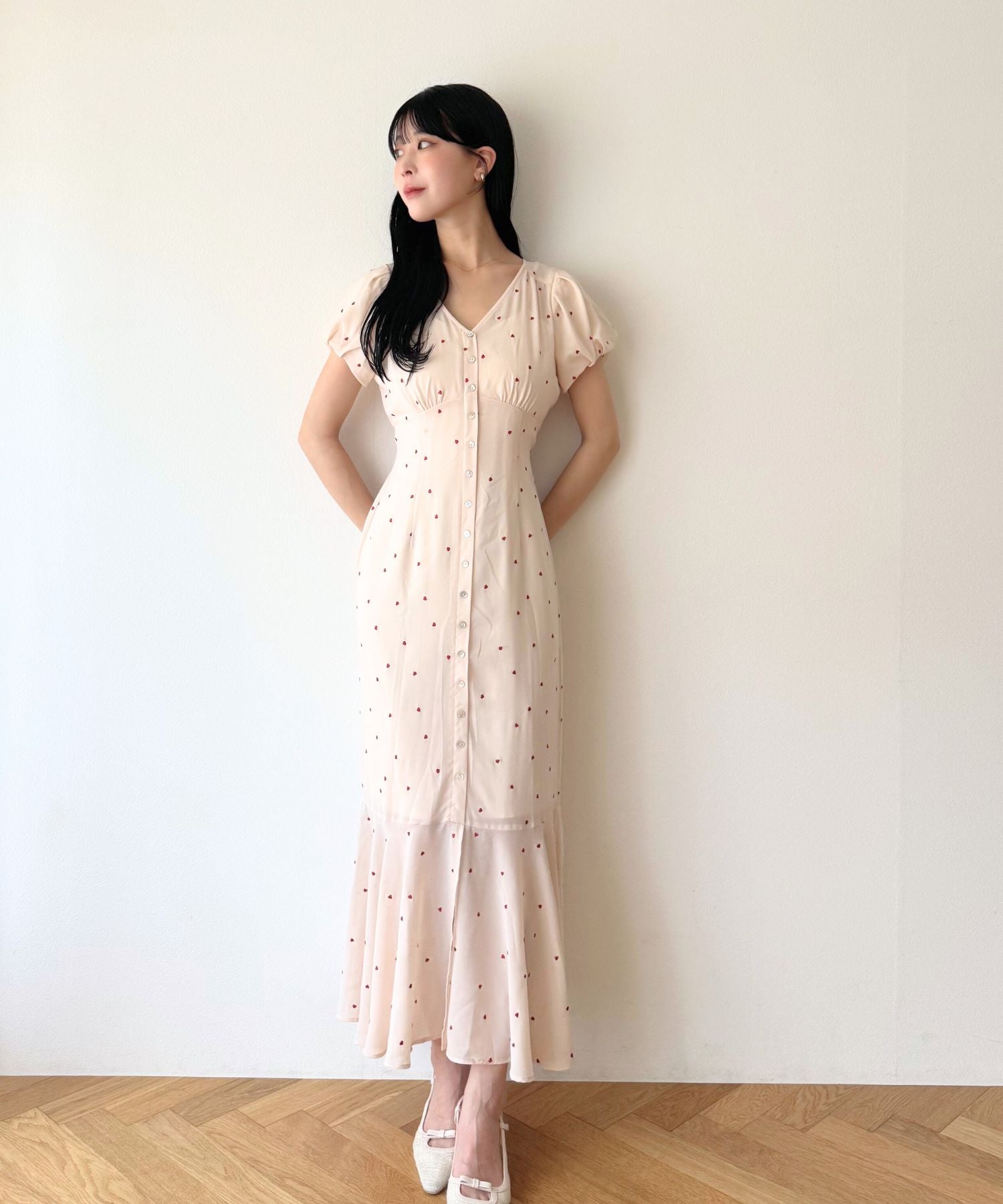 シフォンハート刺繍ワンピース