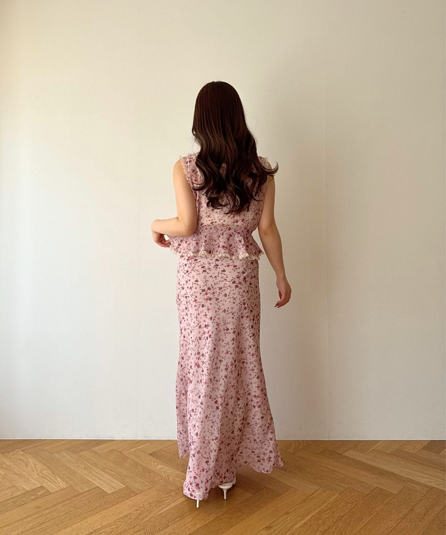 シフォンフルールバイヤススカート