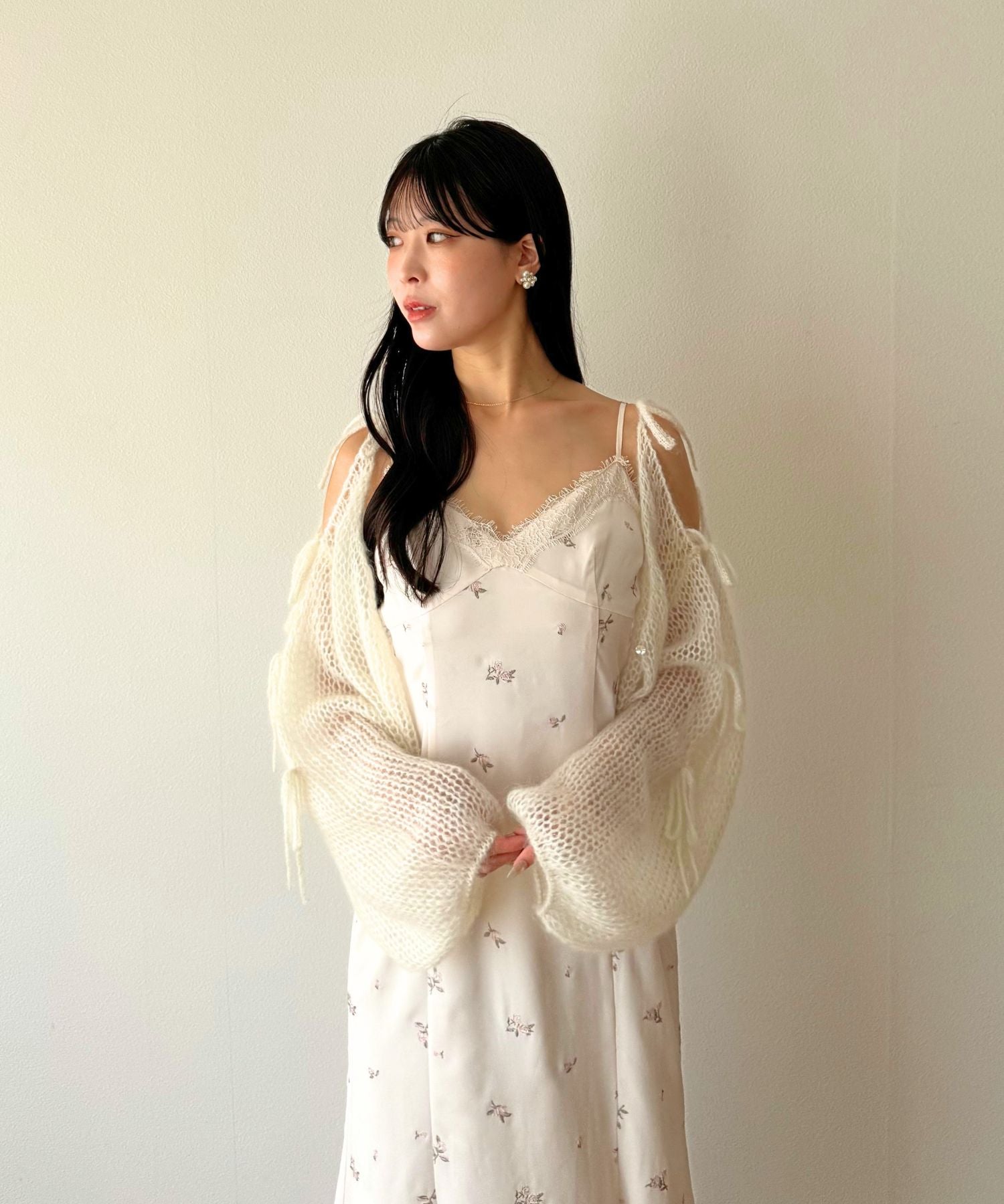 2WAYキッドモヘヤリボンスリーブニット