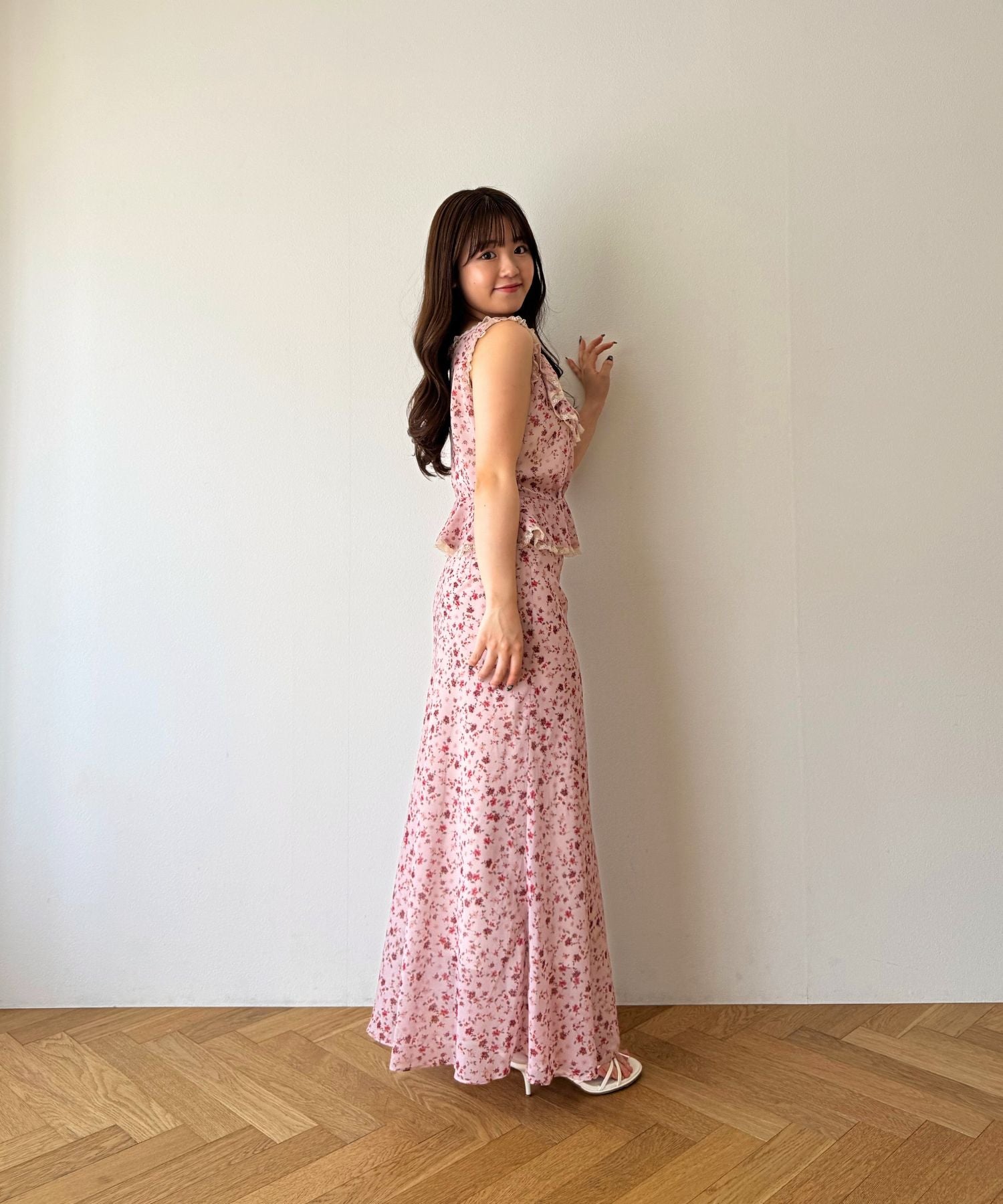 シフォンフルールバイヤススカート