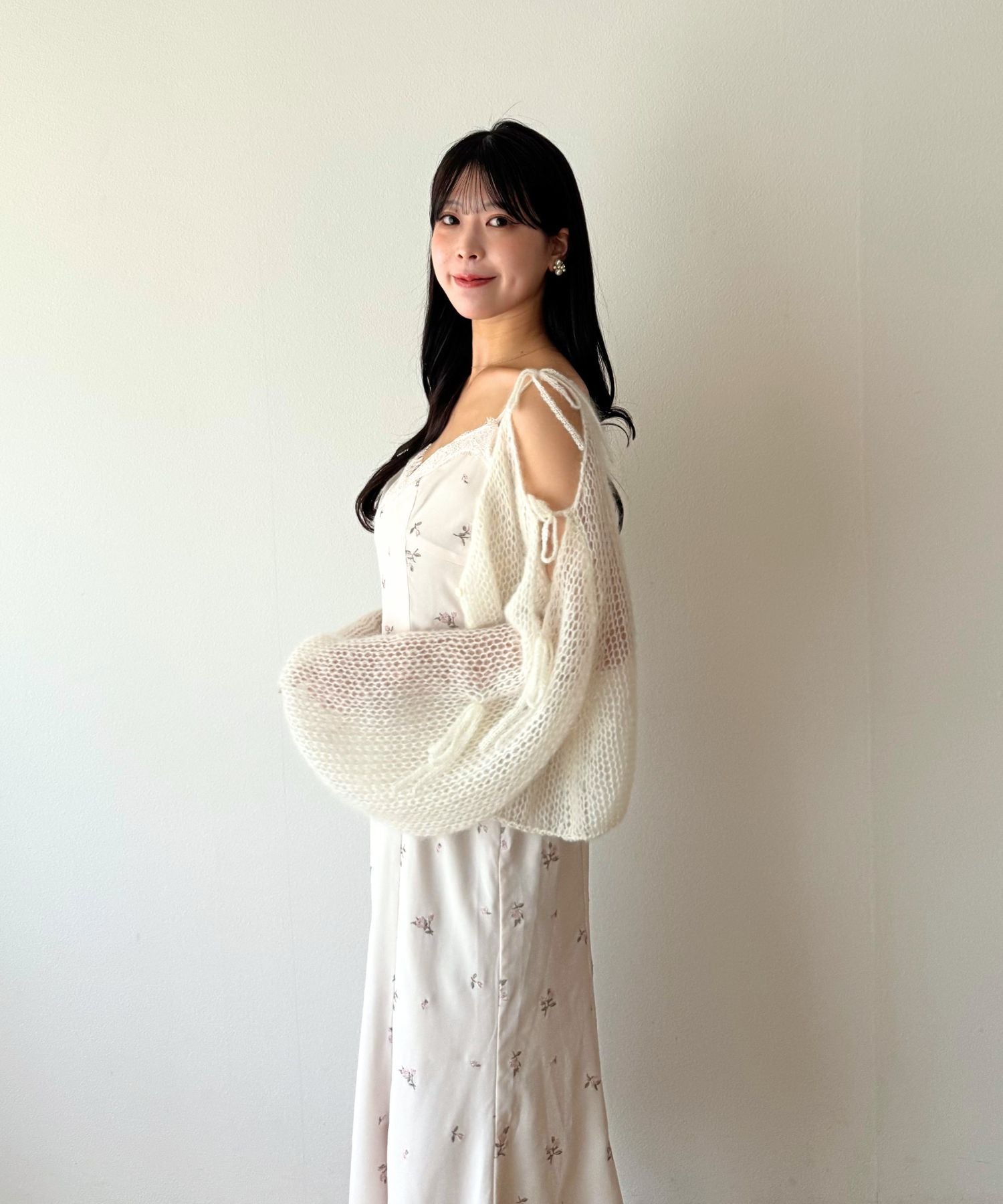 2WAYキッドモヘヤリボンスリーブニット
