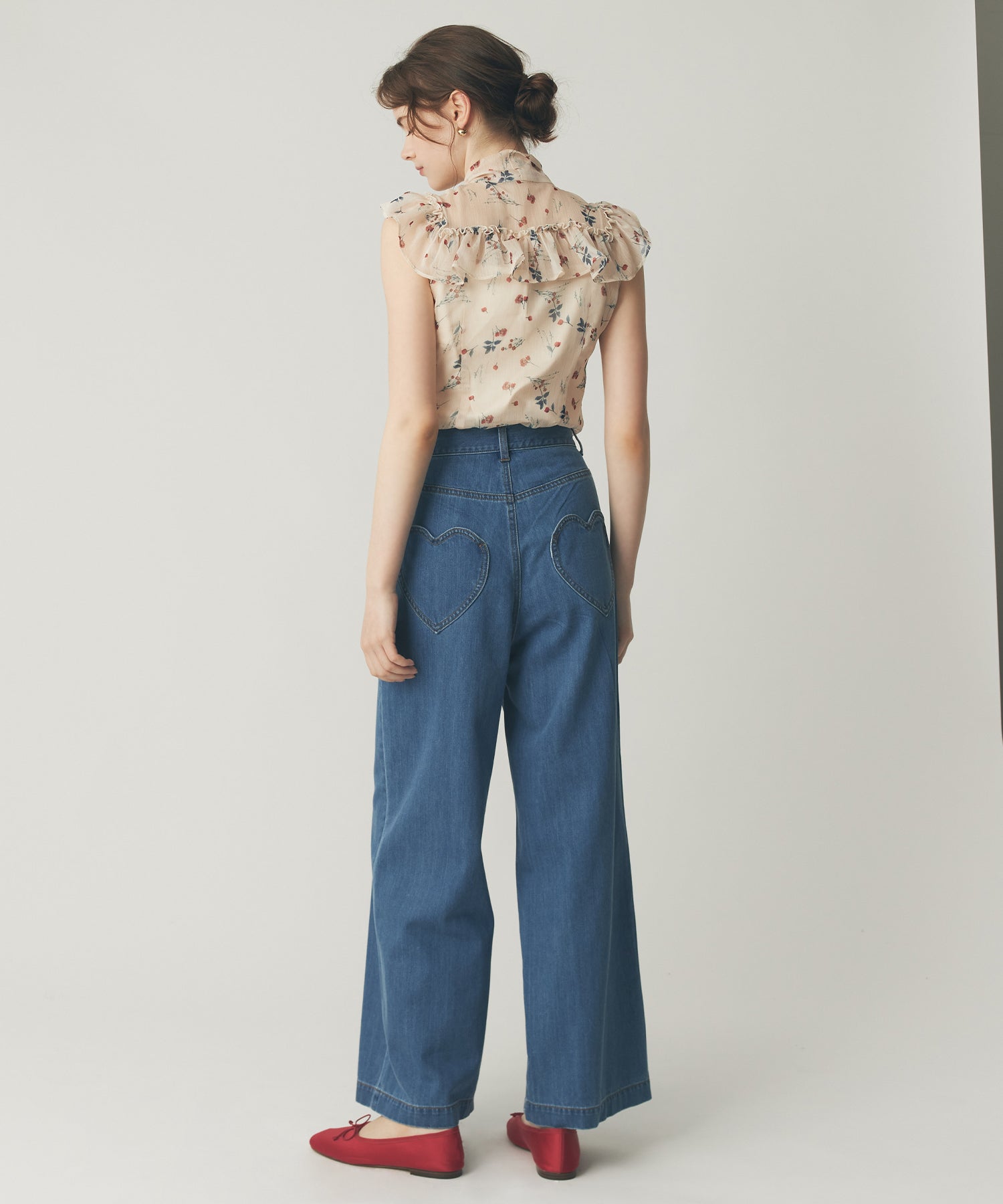 シアーシフォンフラワーブラウス