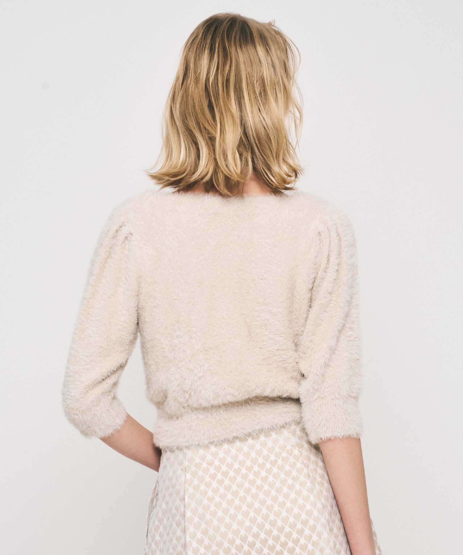 ラメスパンコールフェザーカーディガン