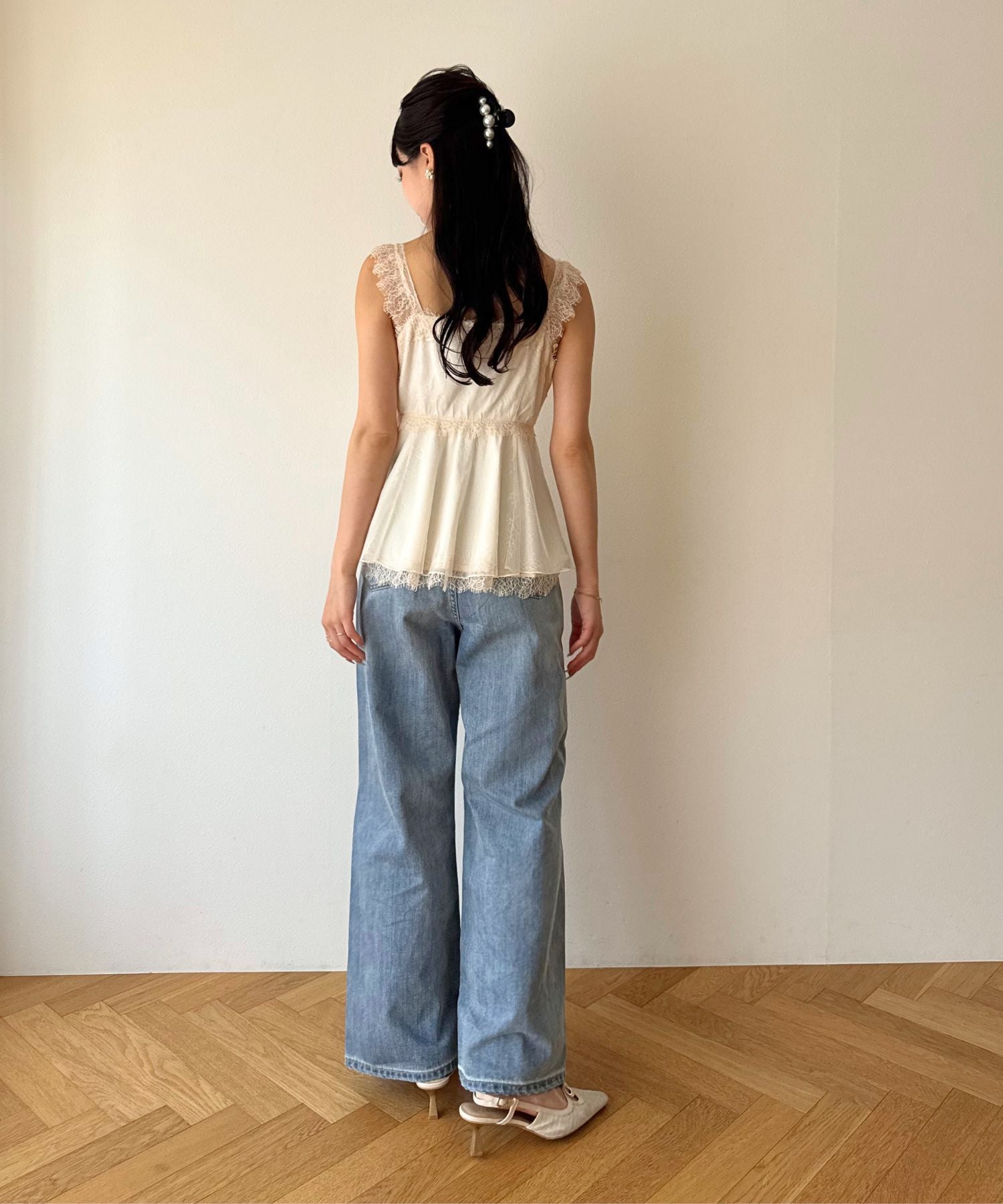 ハイウエストワイドデニムパンツ