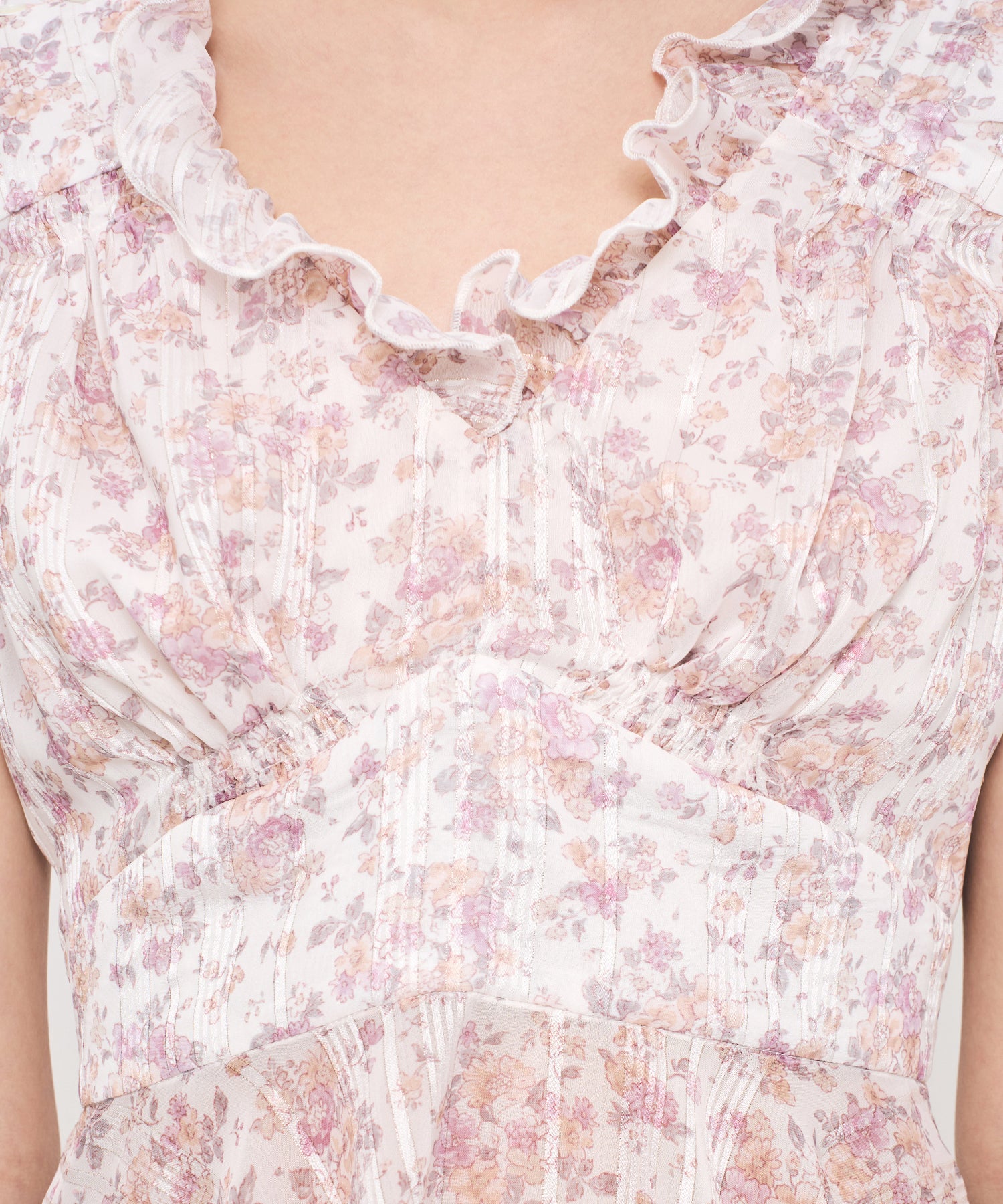 フルールラメシフォンフリルブラウス