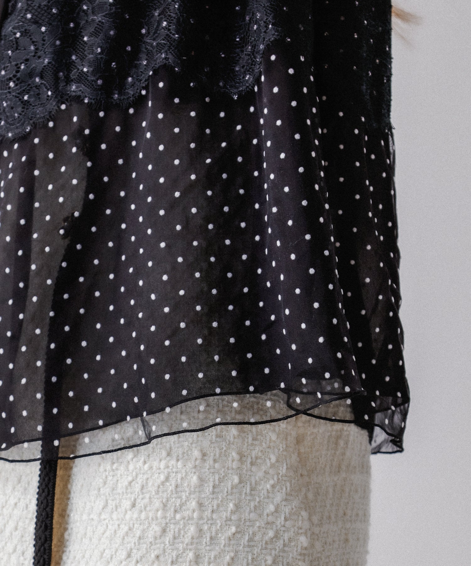 Dot tulle lace blouse