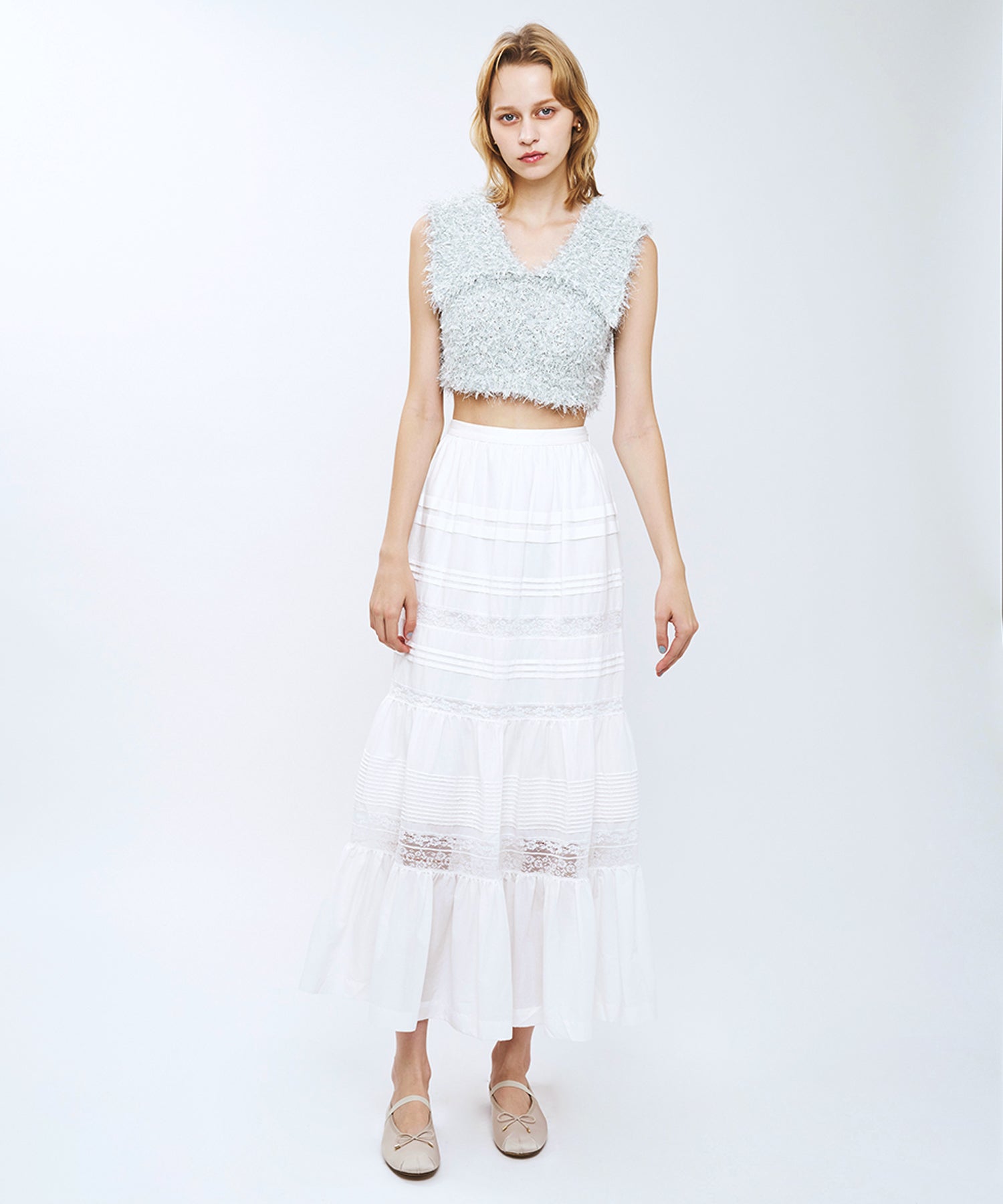 レースMIXティアードスカート