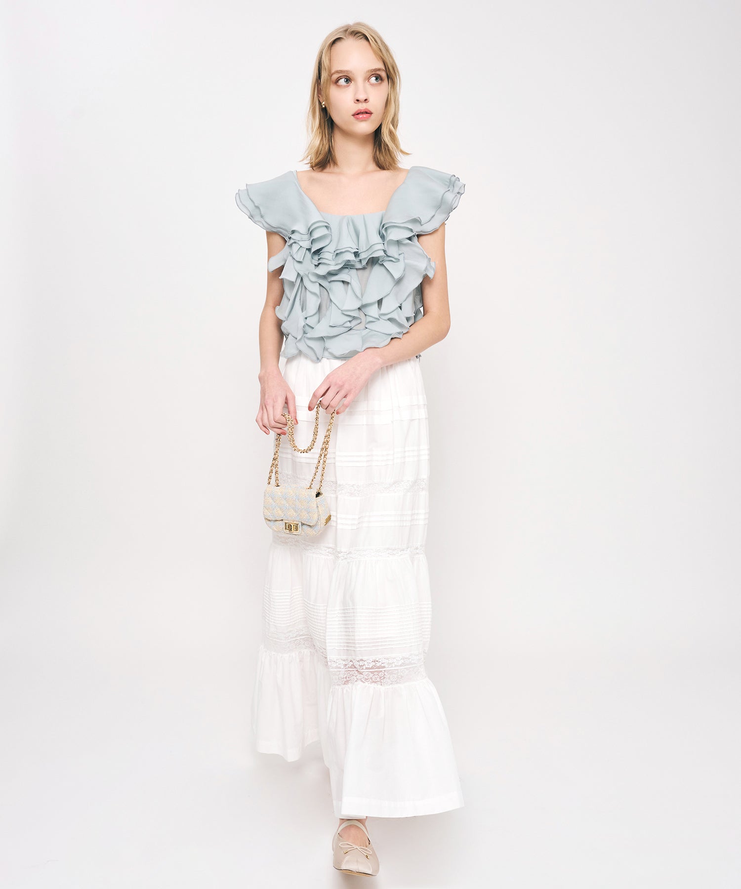 レースMIXティアードスカート