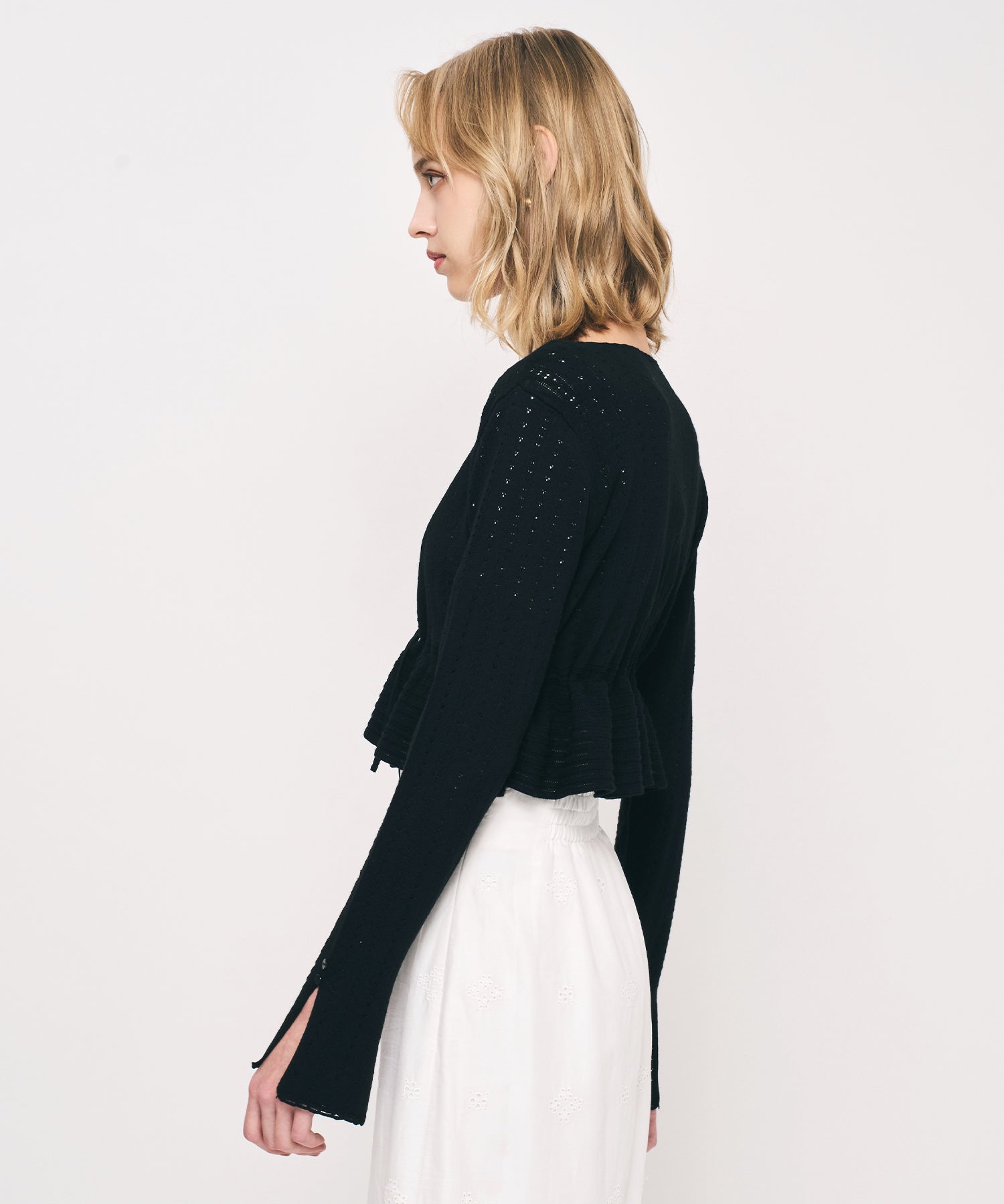 MIXパターンアイレットカーディガン