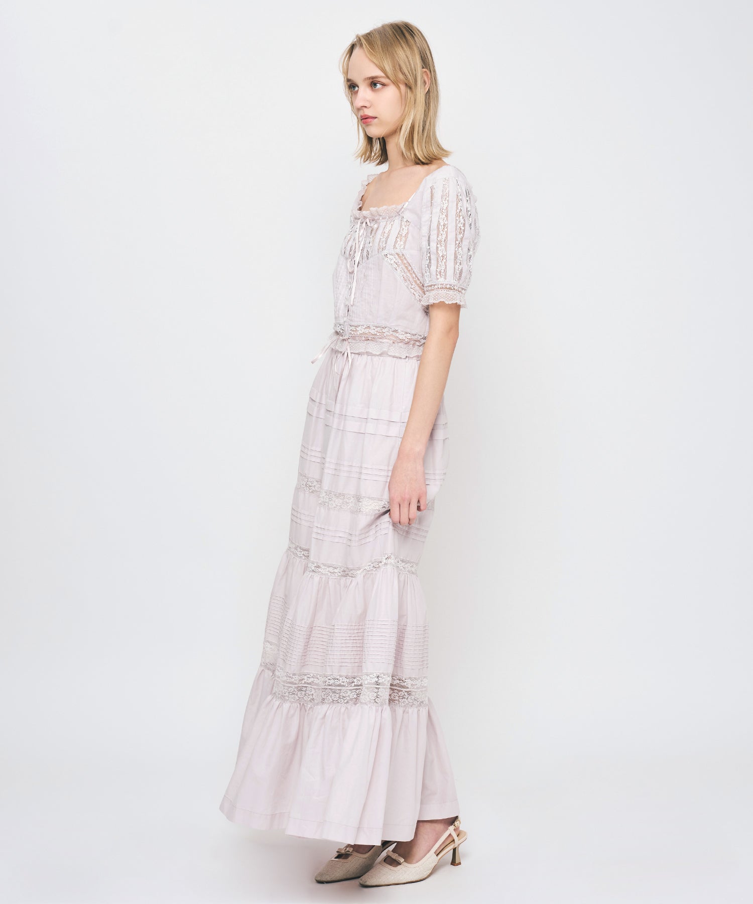 レースMIXティアードスカート