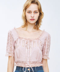 レースMIXヴィクトリアンブラウス