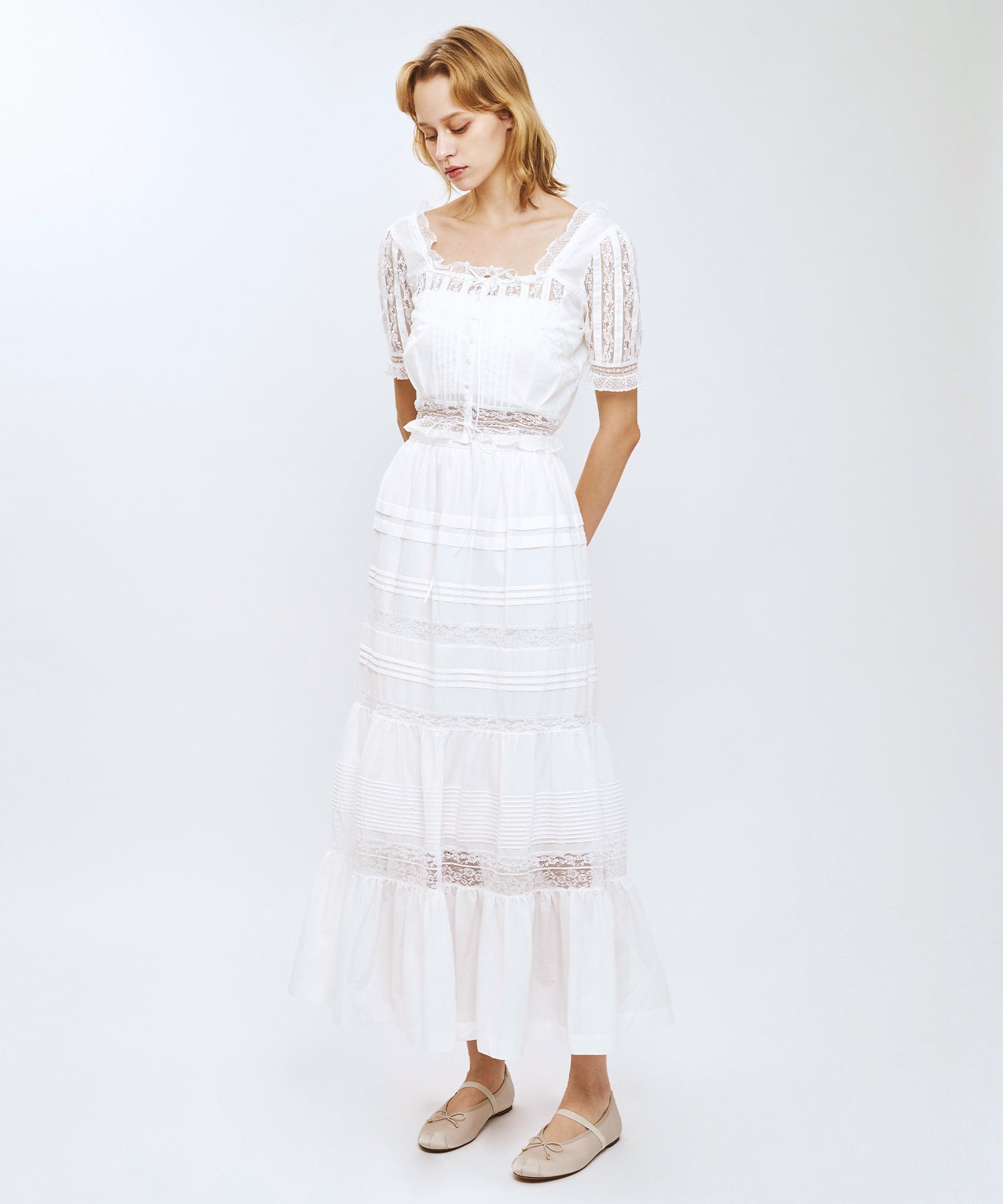 レースMIXティアードスカート