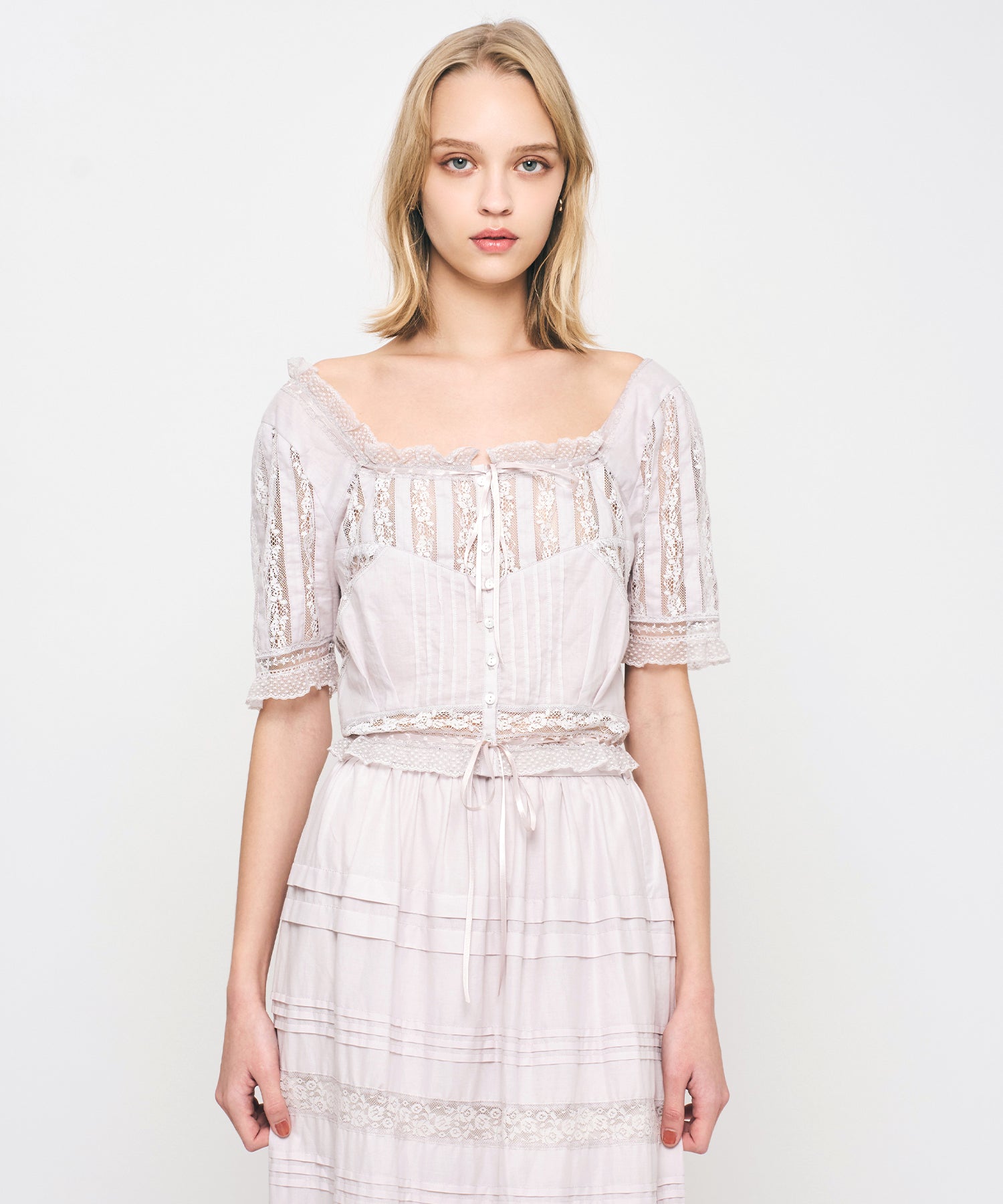 レースMIXヴィクトリアンブラウス