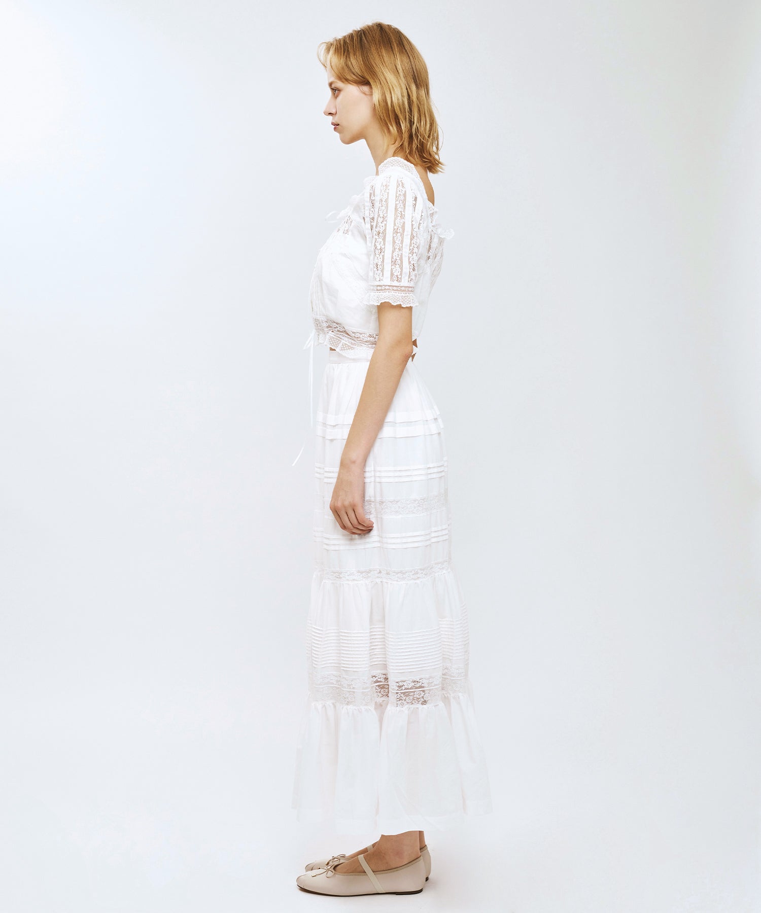 レースMIXティアードスカート