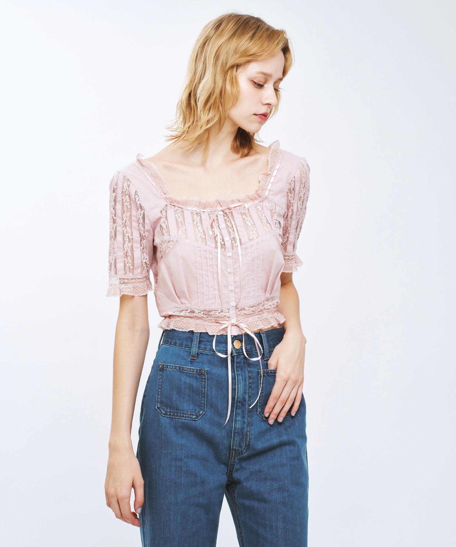 レースMIXヴィクトリアンブラウス