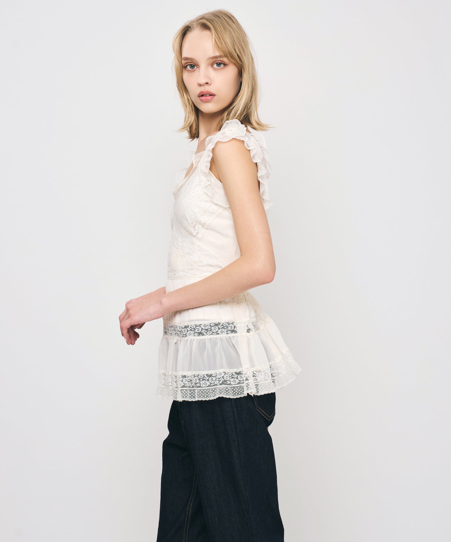 【予約】レースMIXバリエブラウス