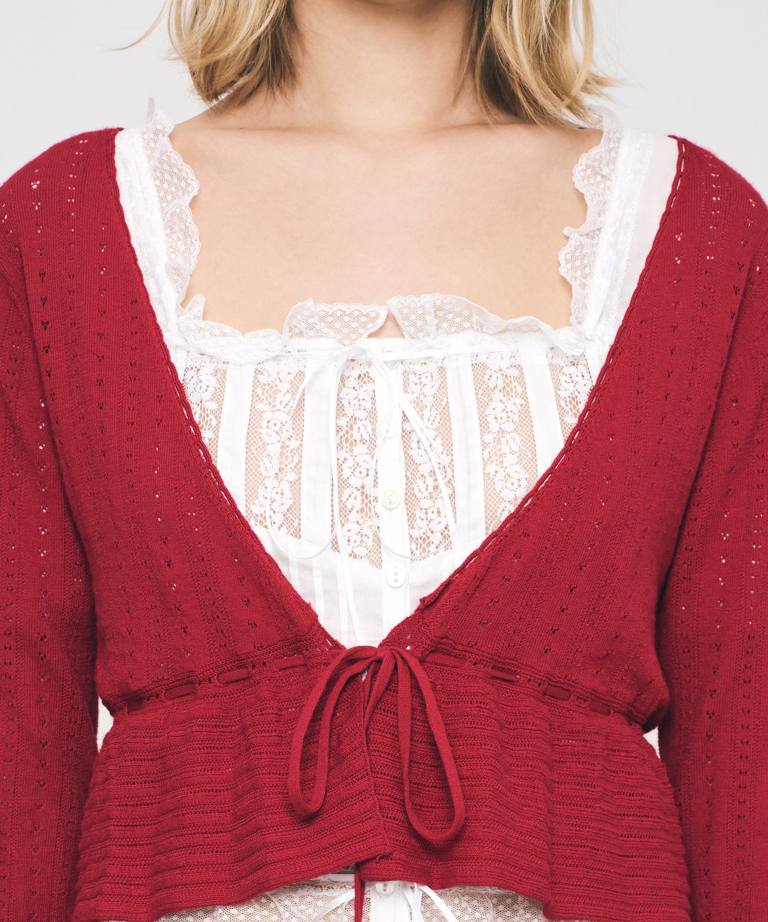 MIXパターンアイレットカーディガン