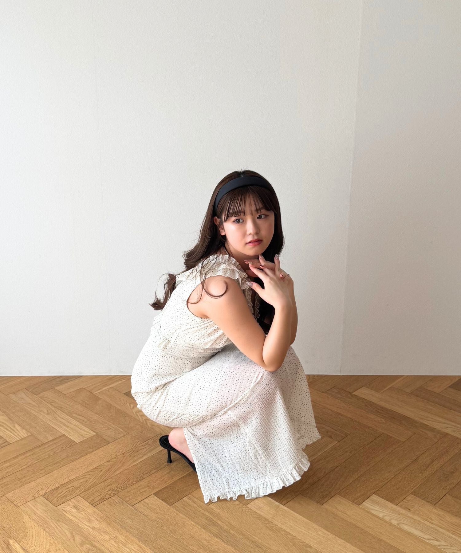 シフォンドットフリルワンピース