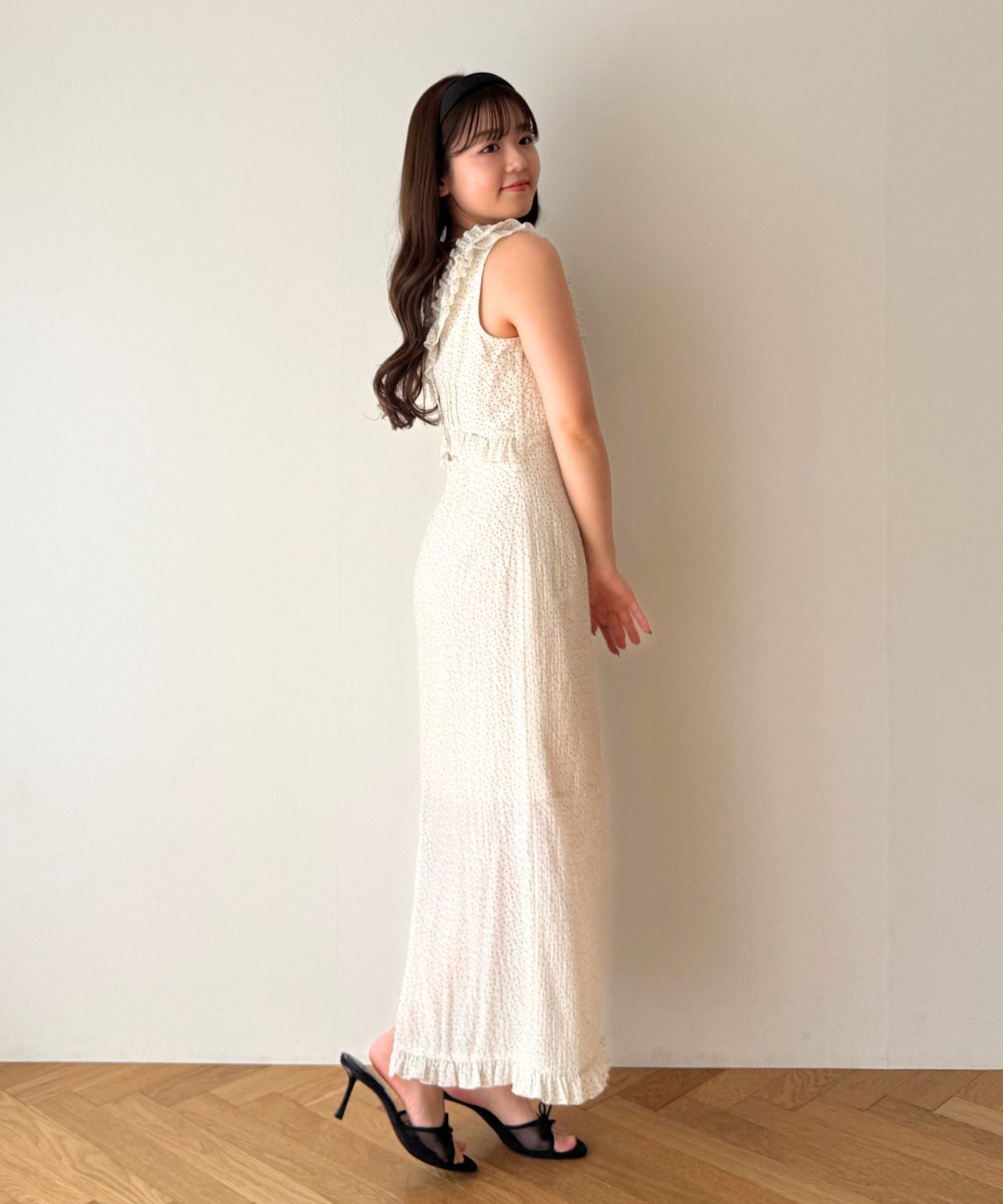 シフォンドットフリルワンピース