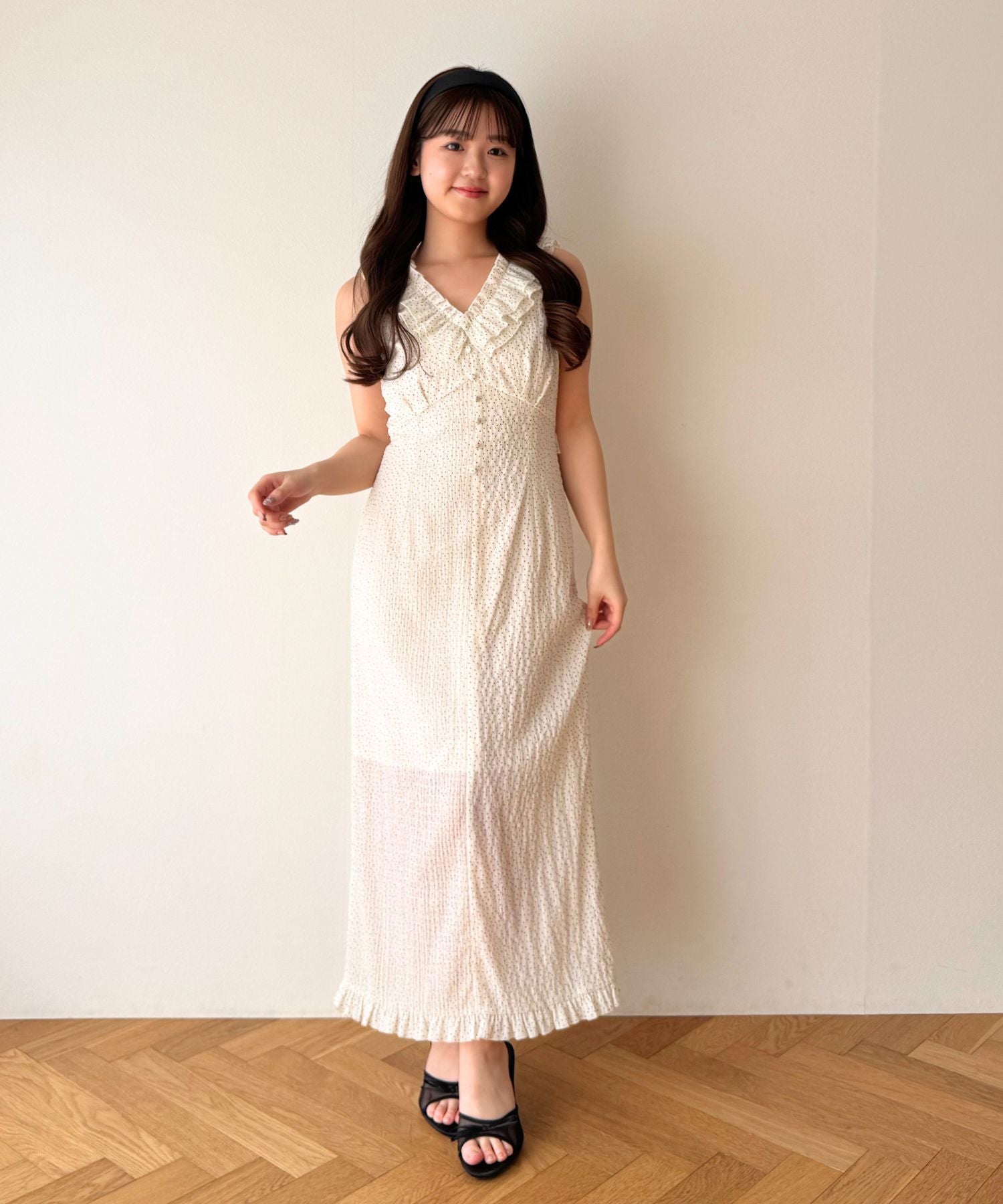 シフォンドットフリルワンピース