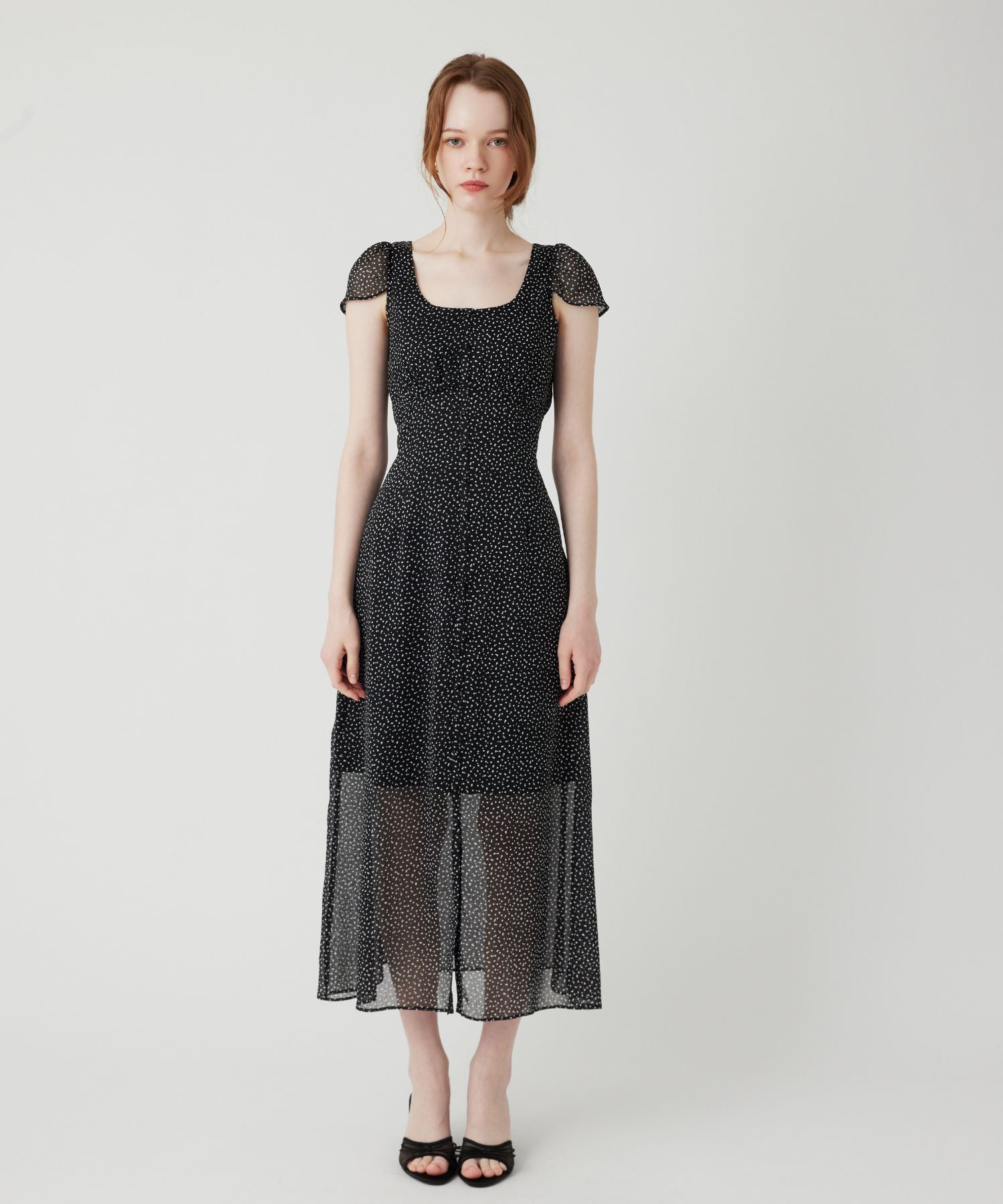 シフォンドットロングワンピース
