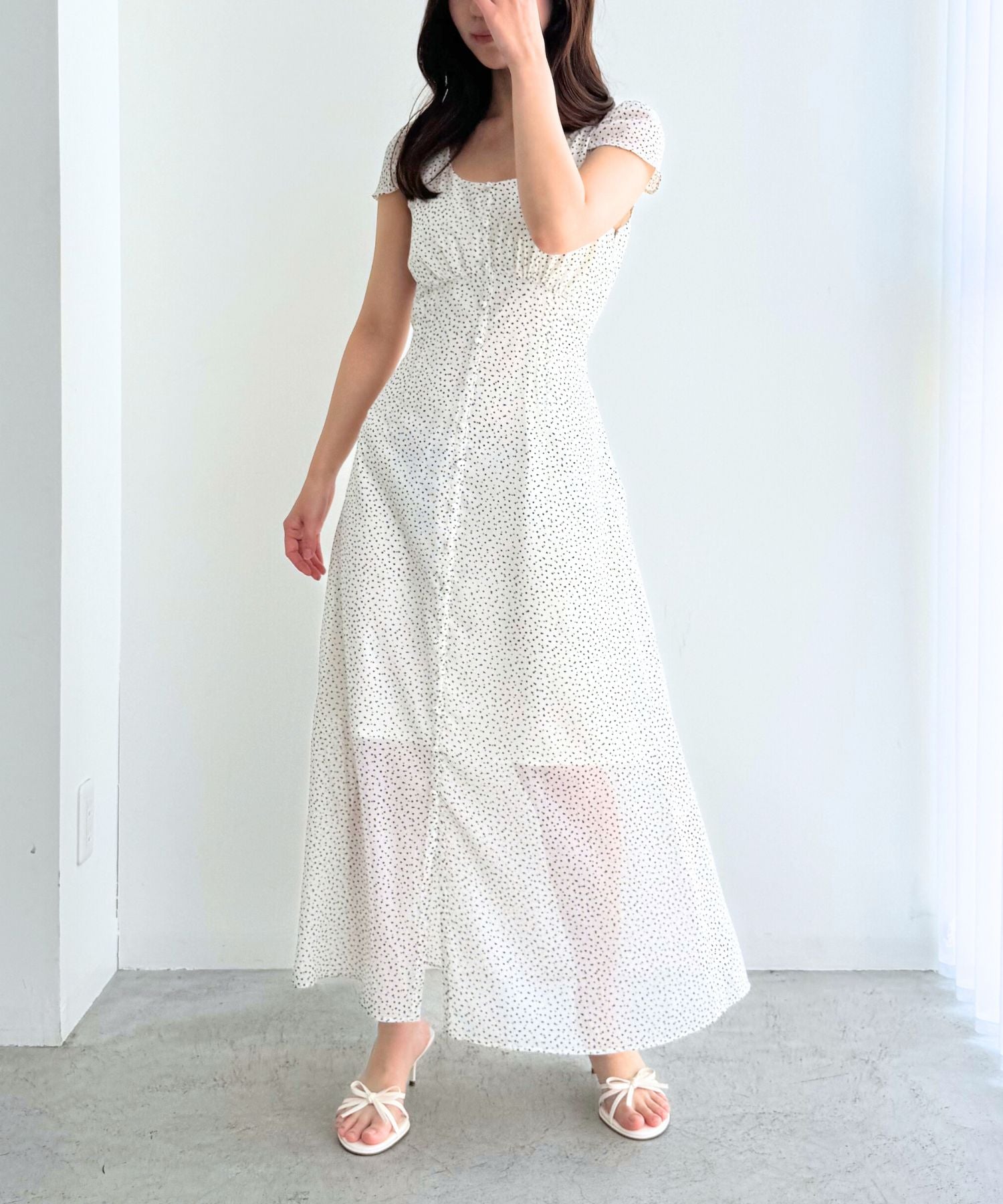 シフォンドットロングワンピース