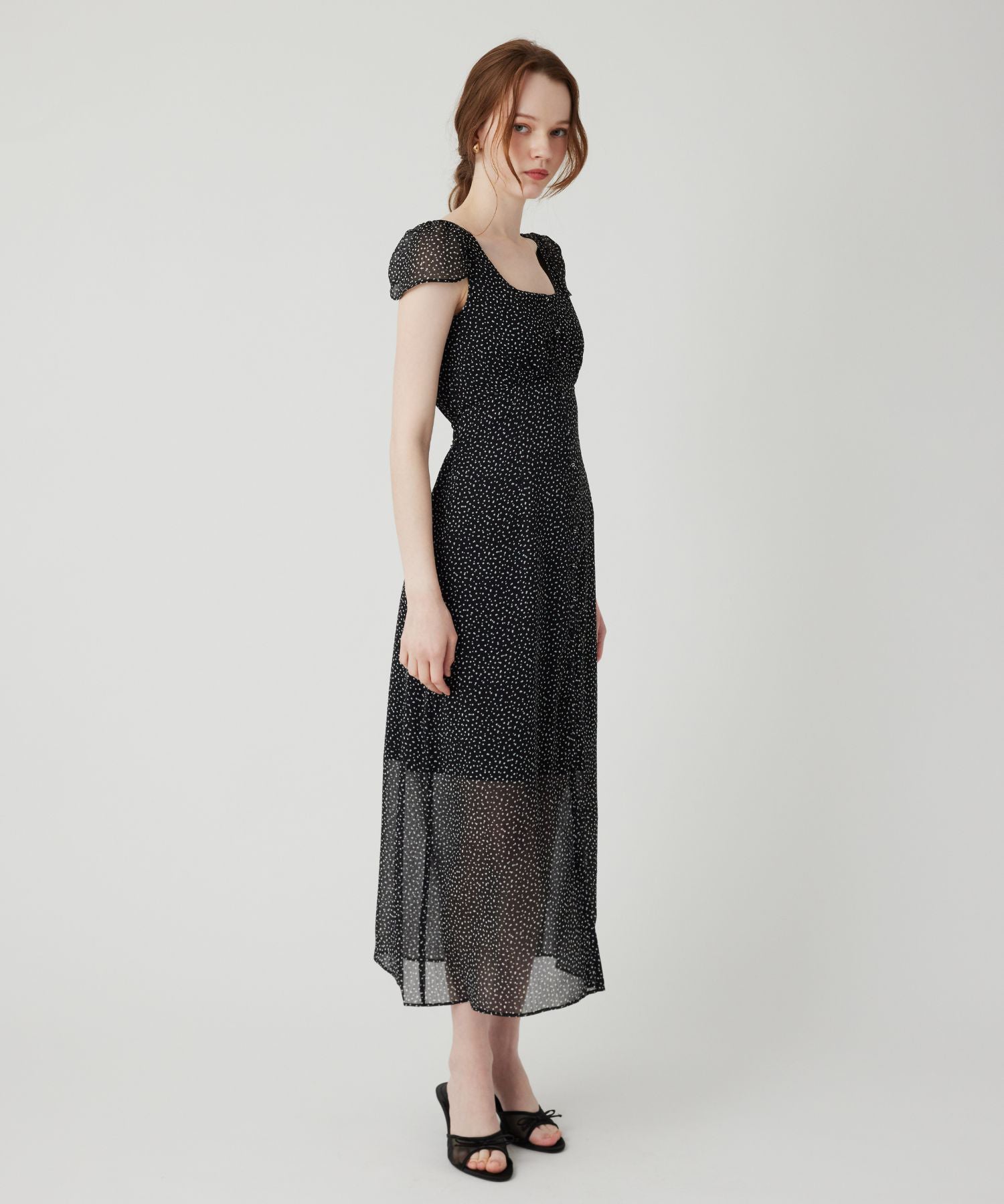 シフォンドットロングワンピース