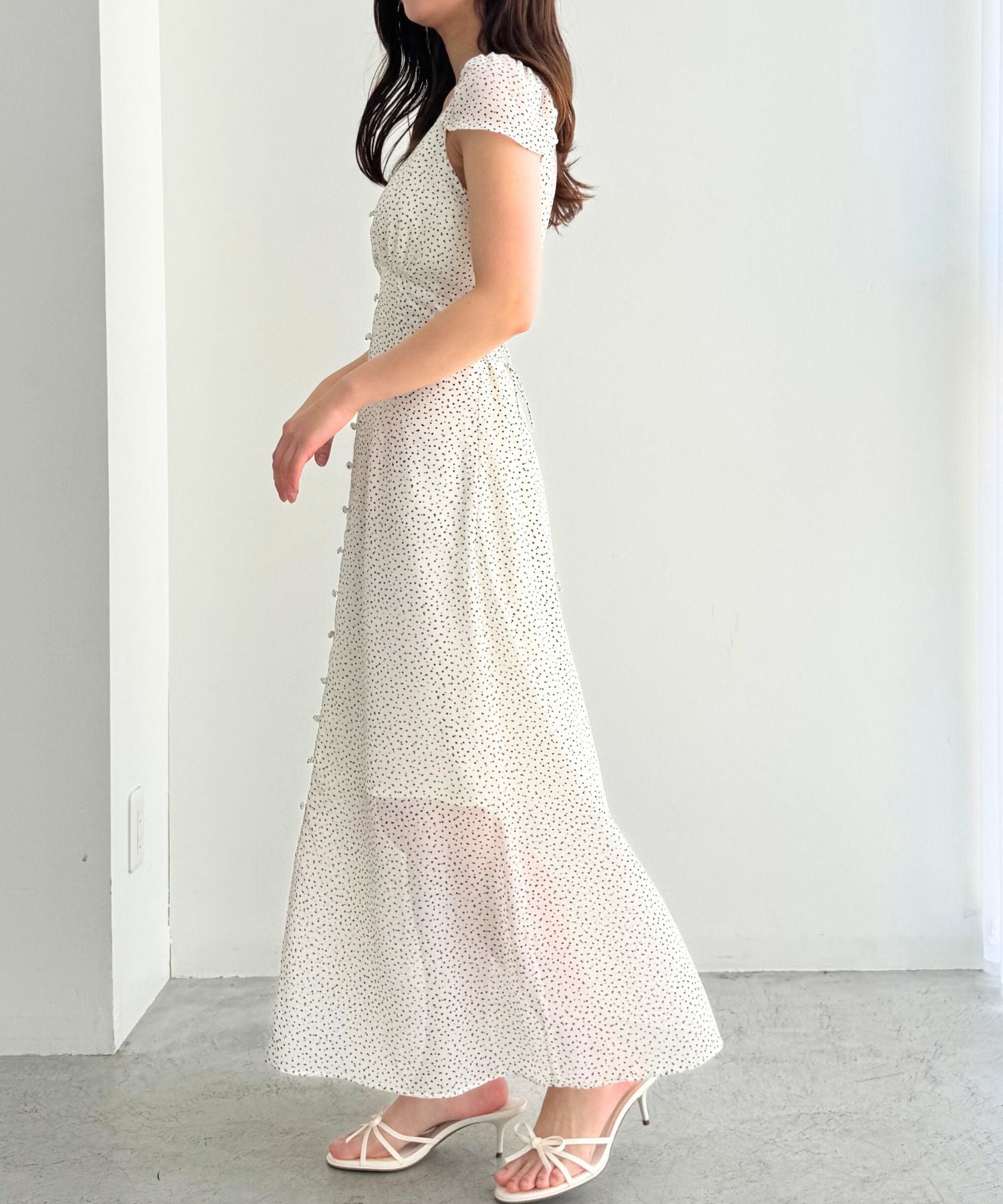 シフォンドットロングワンピース