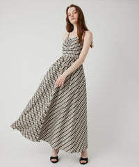 チェックサロペワンピース