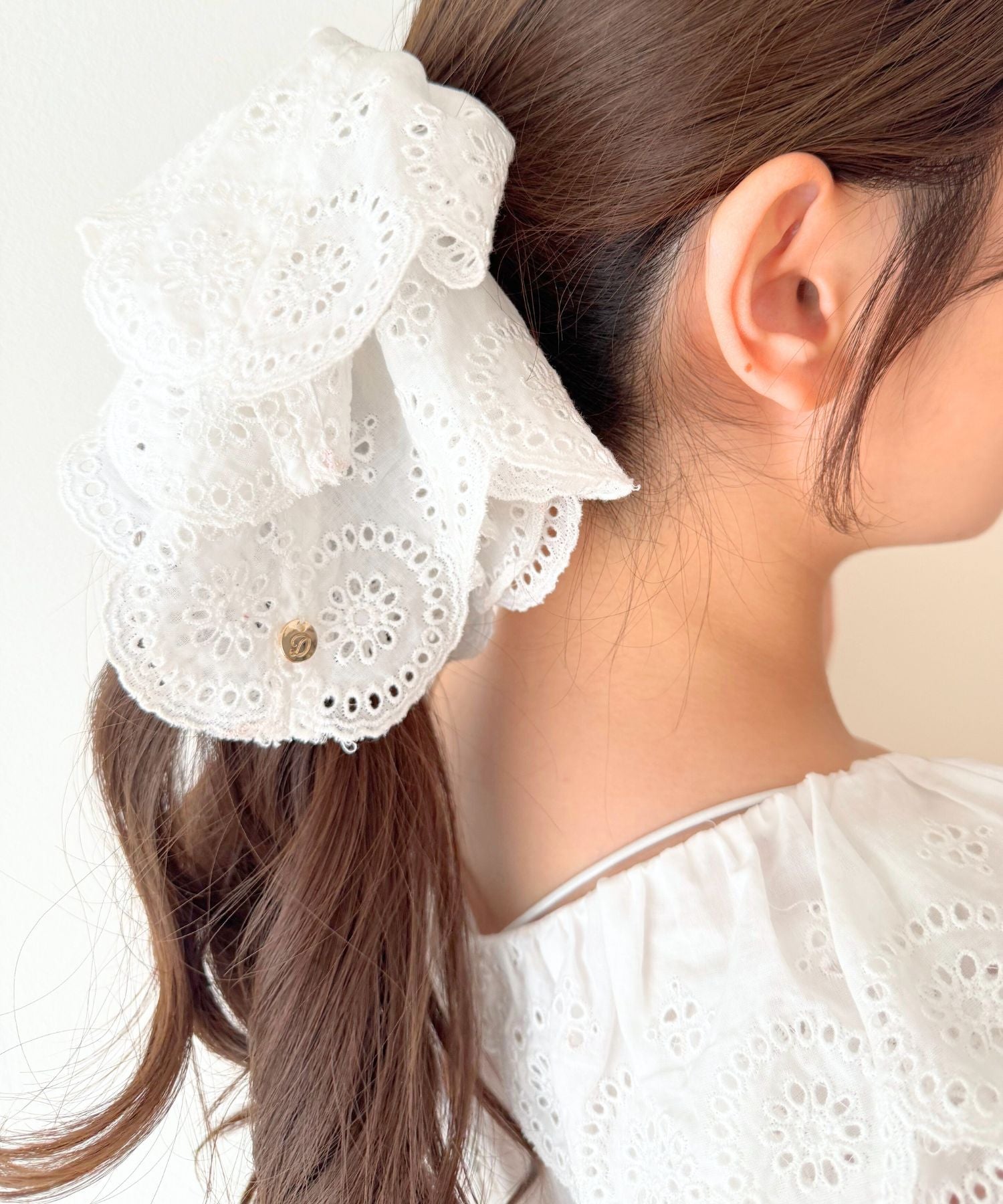 コットンボイルフラワーシュシュ