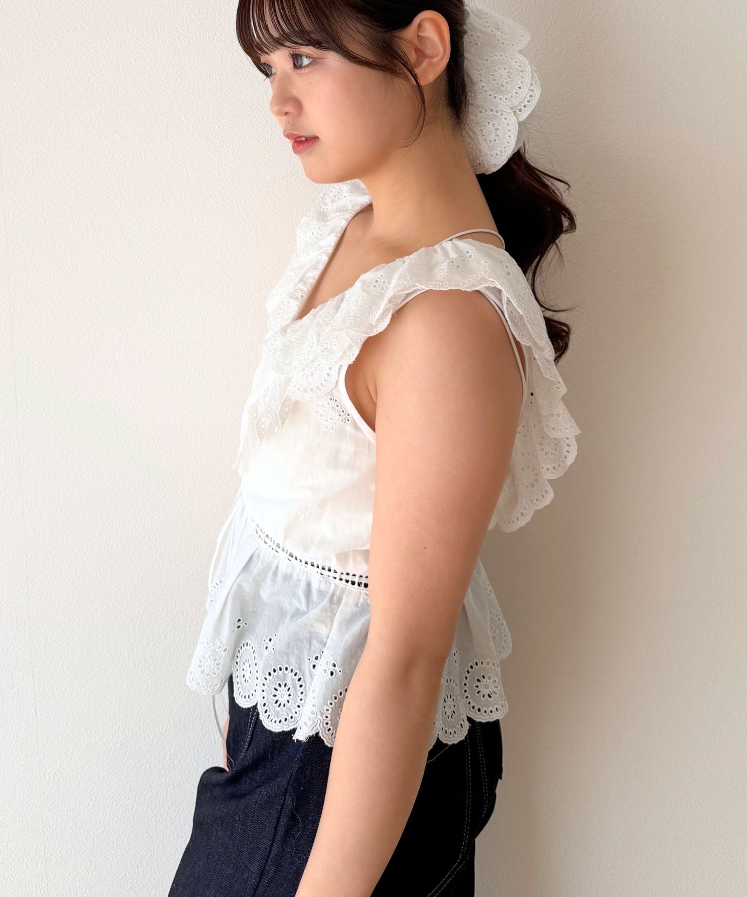 コットンボイルフラワーブラウス